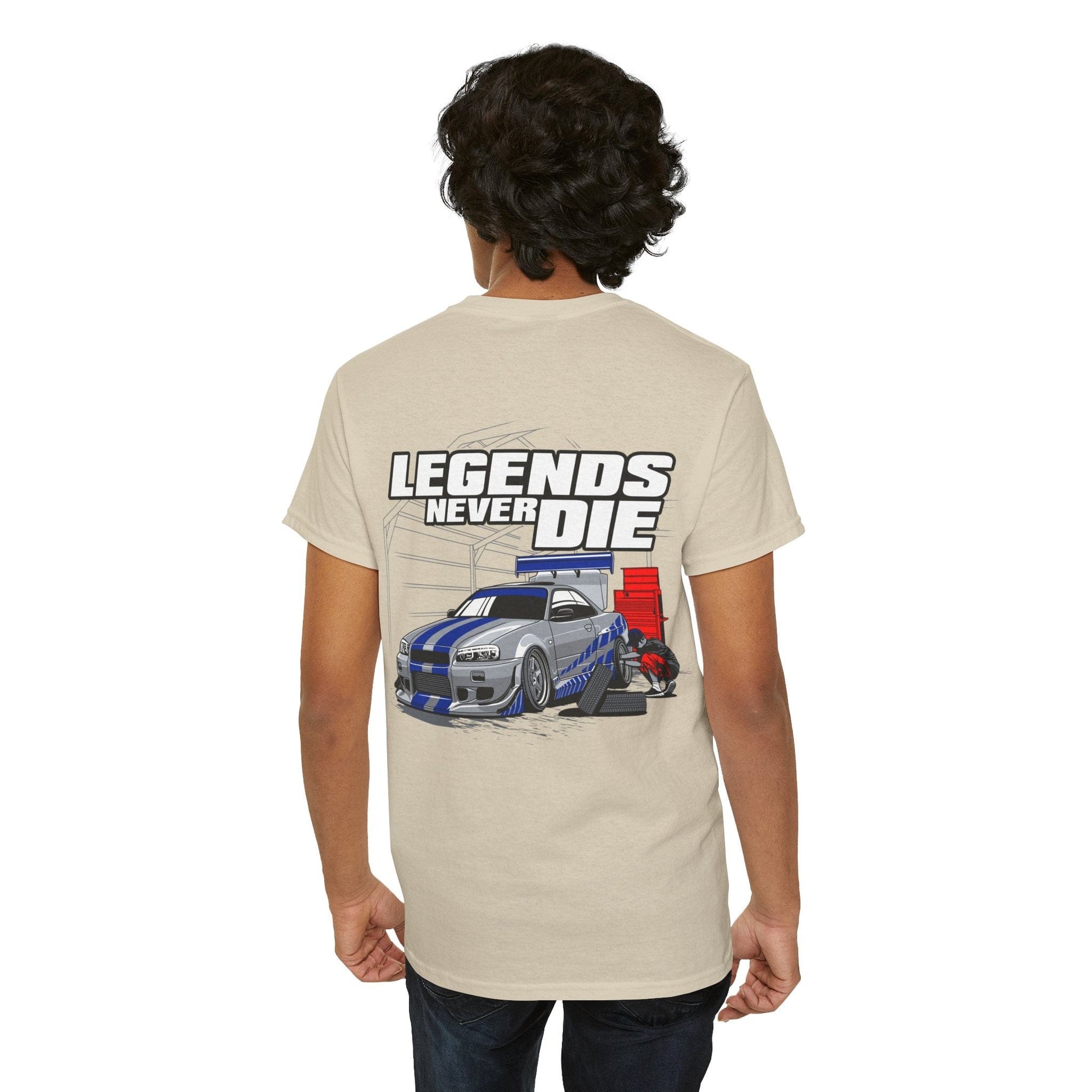 Legends Never Die Skyline TShirt Printify Graphic T-Shirt Australia -  Cool Graphic T-Shirts Online - 