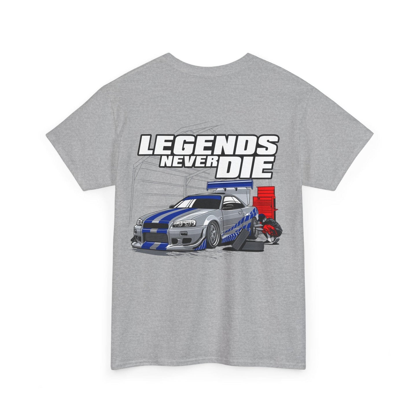 Legends Never Die Skyline TShirt Printify Graphic T-Shirt Australia -  Cool Graphic T-Shirts Online - 