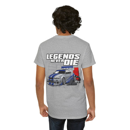 Legends Never Die Skyline TShirt Printify Graphic T-Shirt Australia -  Cool Graphic T-Shirts Online - 