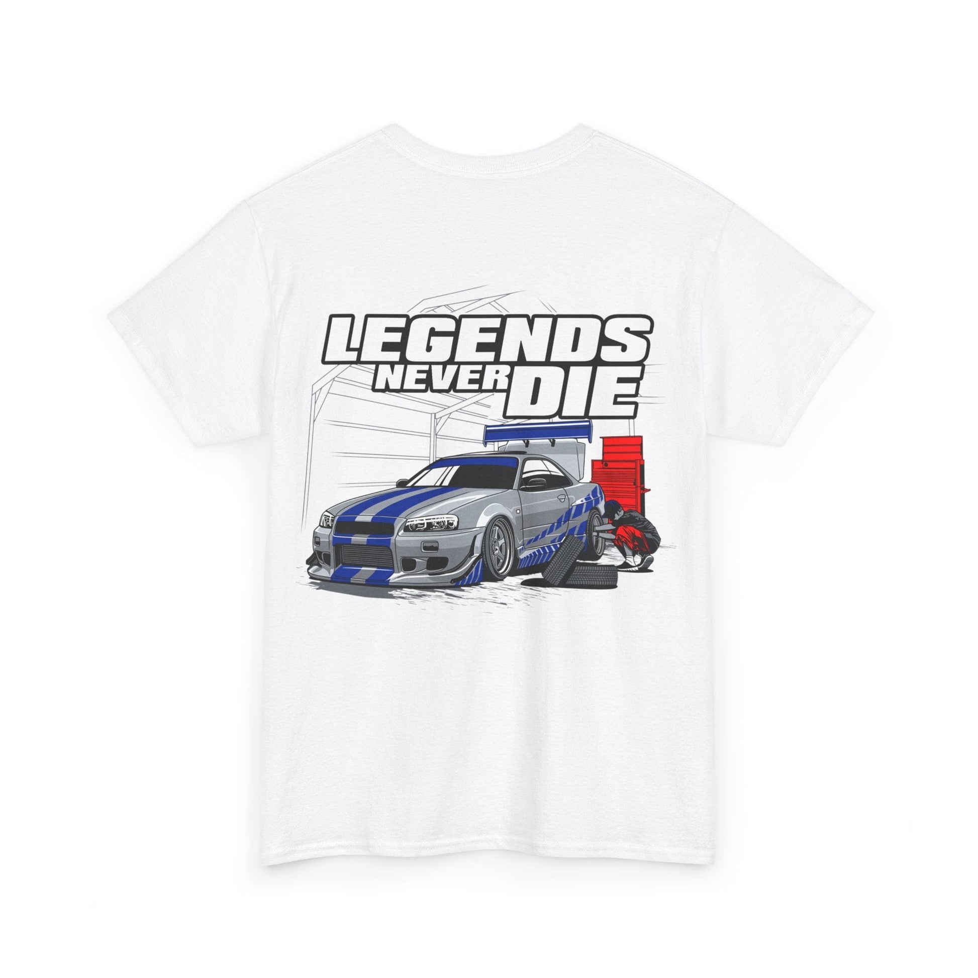 Legends Never Die Skyline TShirt Printify Graphic T-Shirt Australia -  Cool Graphic T-Shirts Online - 