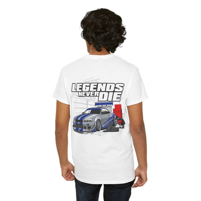 Legends Never Die Skyline TShirt Printify Graphic T-Shirt Australia -  Cool Graphic T-Shirts Online - 