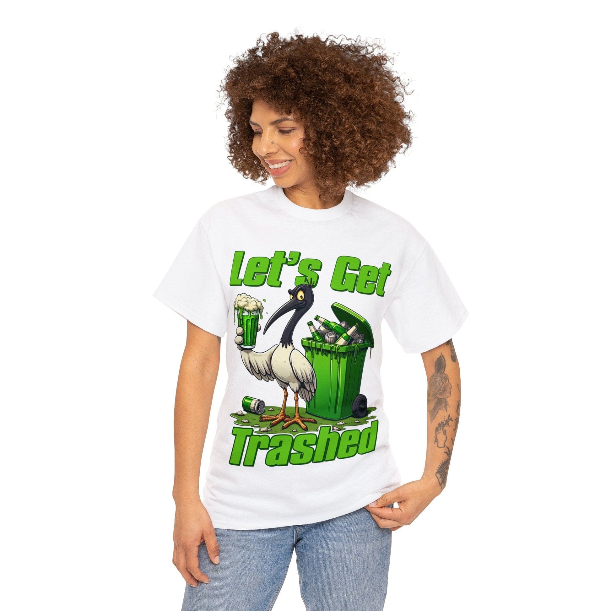 Lets Get Trashed Bin Chicken Graphic Tee Graphic Tees Australia Graphic T-Shirt Australia -  Cool Graphic T-Shirts Online -  Lets Get Trashed Bin Chicken T-Shirt | Funny Beer T-Shirt Australia