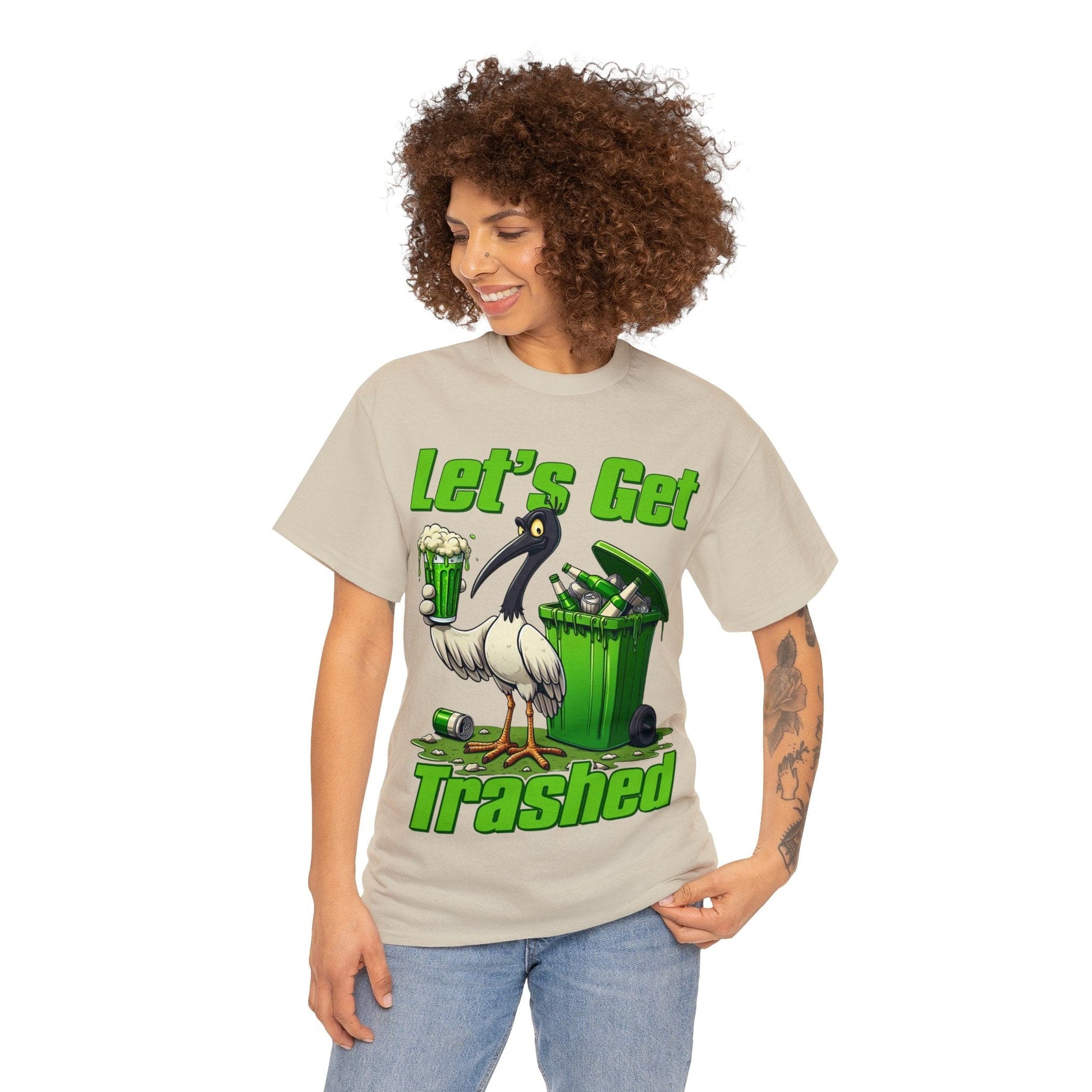 Lets Get Trashed Bin Chicken Graphic Tee Graphic Tees Australia Graphic T-Shirt Australia -  Cool Graphic T-Shirts Online -  Lets Get Trashed Bin Chicken T-Shirt | Funny Beer T-Shirt Australia