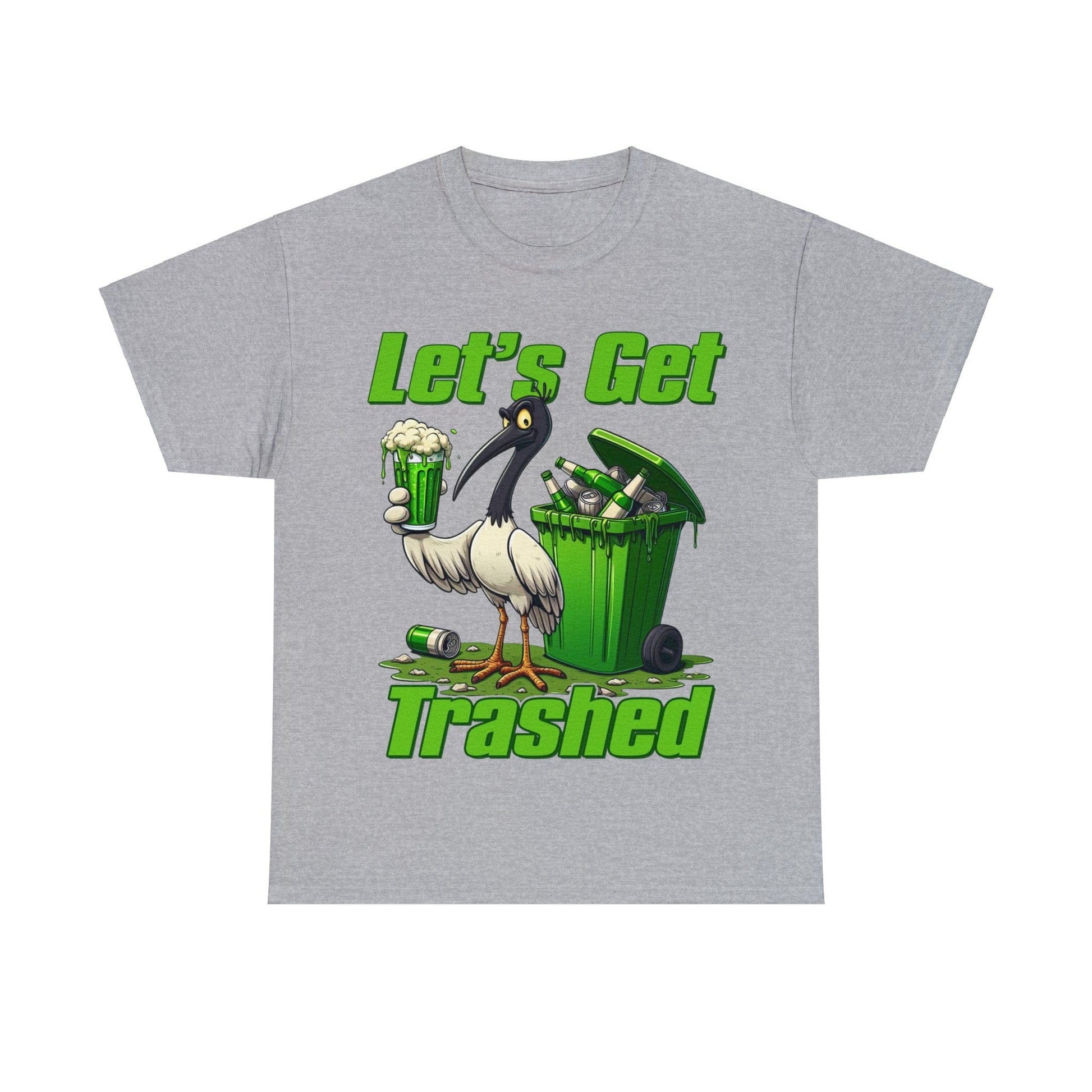 Lets Get Trashed Bin Chicken Graphic Tee Graphic Tees Australia Sport Grey / S Graphic T-Shirt Australia -  Cool Graphic T-Shirts Online -  Lets Get Trashed Bin Chicken T-Shirt | Funny Beer T-Shirt Australia