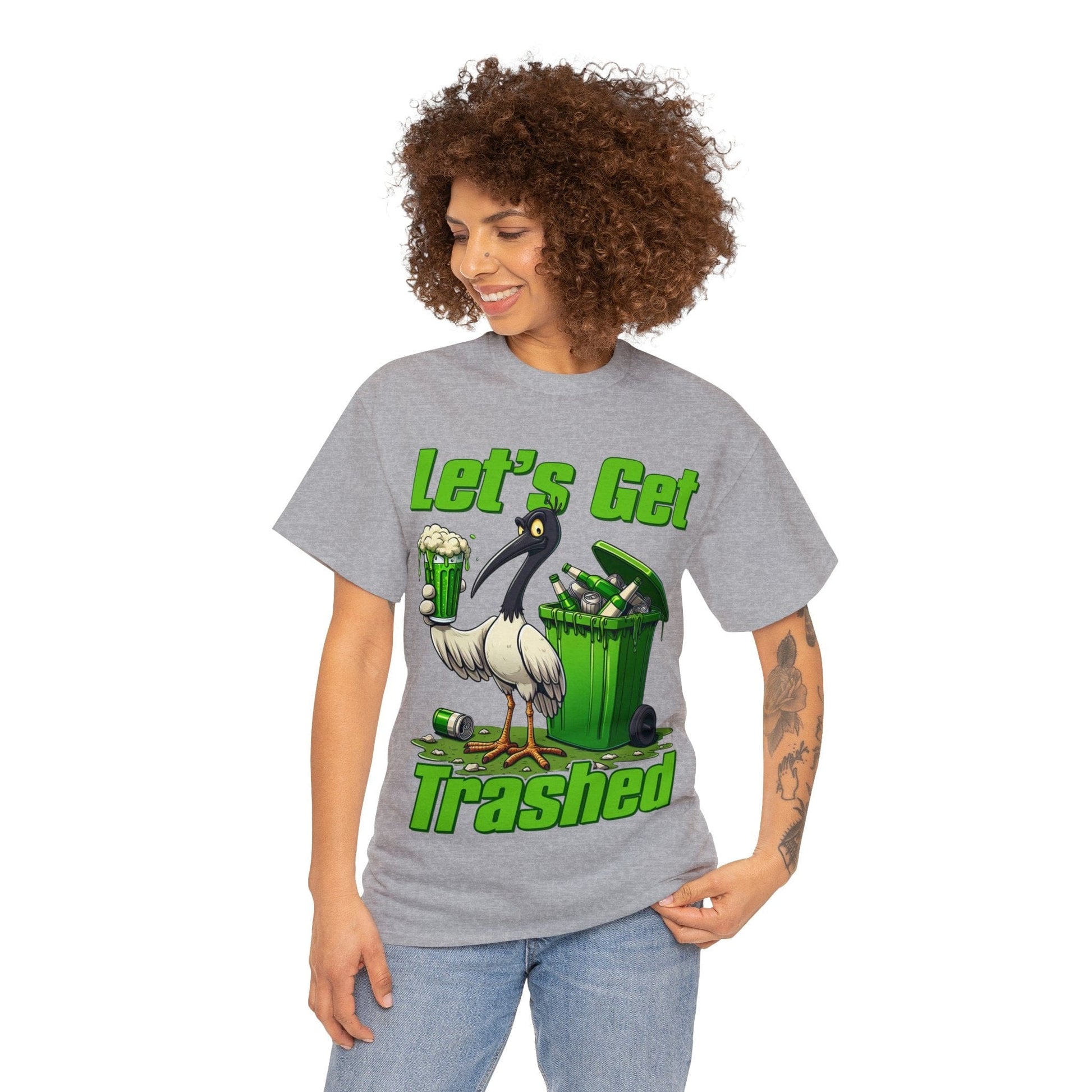 Lets Get Trashed Bin Chicken Graphic Tee Graphic Tees Australia Graphic T-Shirt Australia -  Cool Graphic T-Shirts Online -  Lets Get Trashed Bin Chicken T-Shirt | Funny Beer T-Shirt Australia