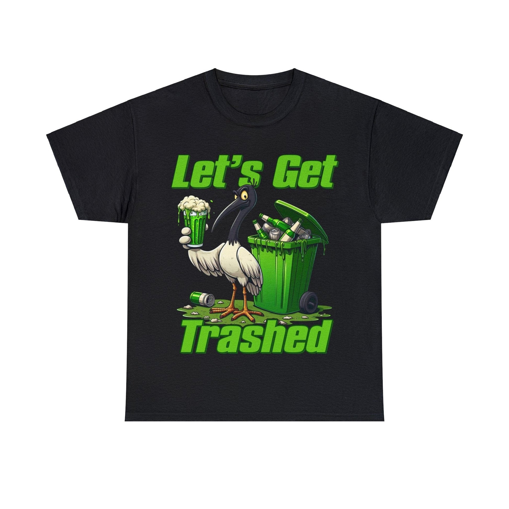 Lets Get Trashed Bin Chicken Graphic Tee Graphic Tees Australia Black / S Graphic T-Shirt Australia -  Cool Graphic T-Shirts Online -  Lets Get Trashed Bin Chicken T-Shirt | Funny Beer T-Shirt Australia