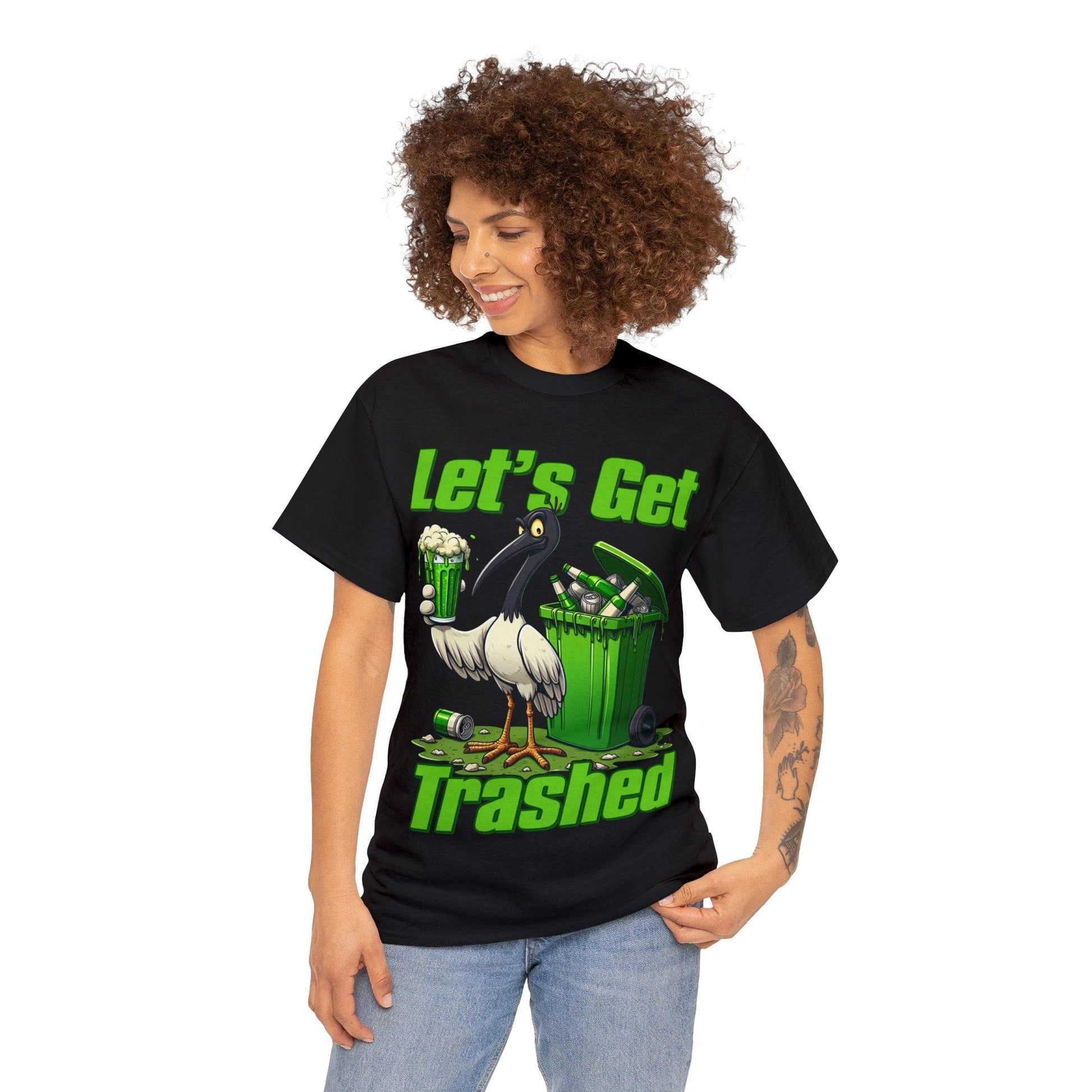 Lets Get Trashed Bin Chicken Graphic Tee Graphic Tees Australia Graphic T-Shirt Australia -  Cool Graphic T-Shirts Online -  Lets Get Trashed Bin Chicken T-Shirt | Funny Beer T-Shirt Australia