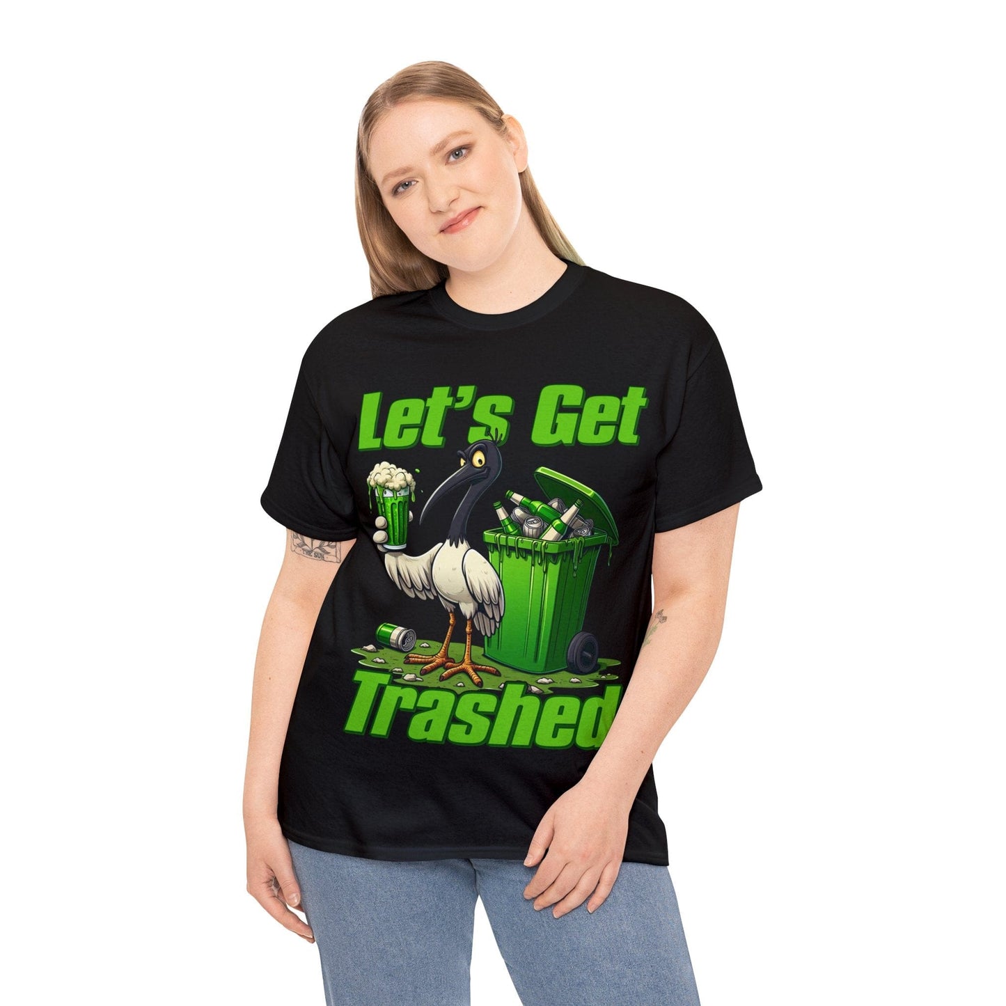 Lets Get Trashed Bin Chicken Graphic Tee Graphic Tees Australia Graphic T-Shirt Australia -  Cool Graphic T-Shirts Online -  Lets Get Trashed Bin Chicken T-Shirt | Funny Beer T-Shirt Australia