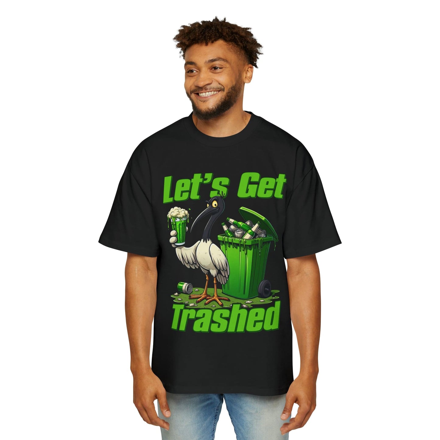 Lets Get Trashed Bin Chicken Oversized Tee Graphic Tees Australia Black / S Graphic T-Shirt Australia -  Cool Graphic T-Shirts Online - 