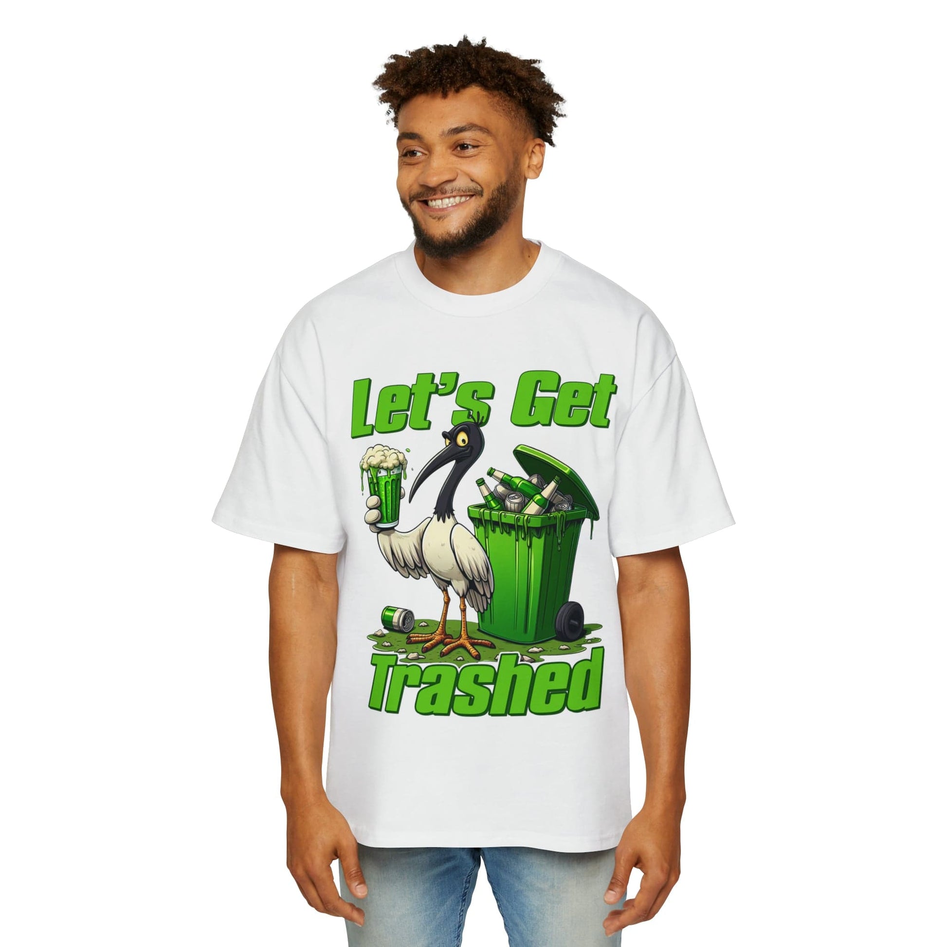 Lets Get Trashed Bin Chicken Oversized Tee Graphic Tees Australia White / S Graphic T-Shirt Australia -  Cool Graphic T-Shirts Online - 