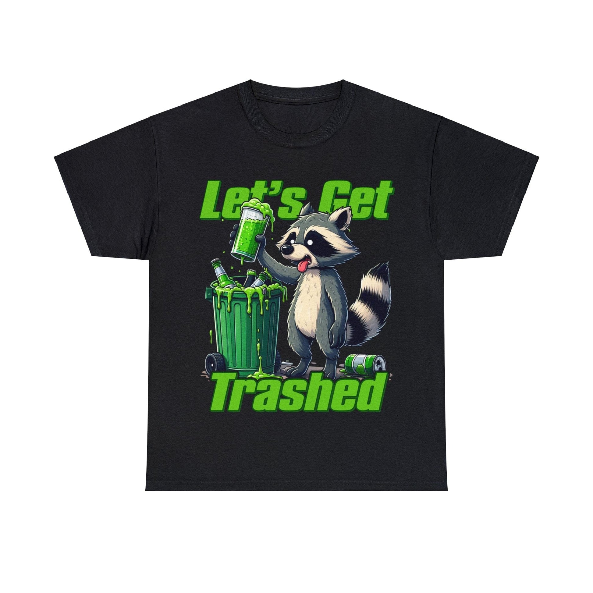 Lets Get Trashed Raccoon Graphic Tee Graphic Tees Australia Black / S Graphic T-Shirt Australia -  Cool Graphic T-Shirts Online -  Lets Get Trashed Raccoon T-Shirt | Funny T-Shirts Australia