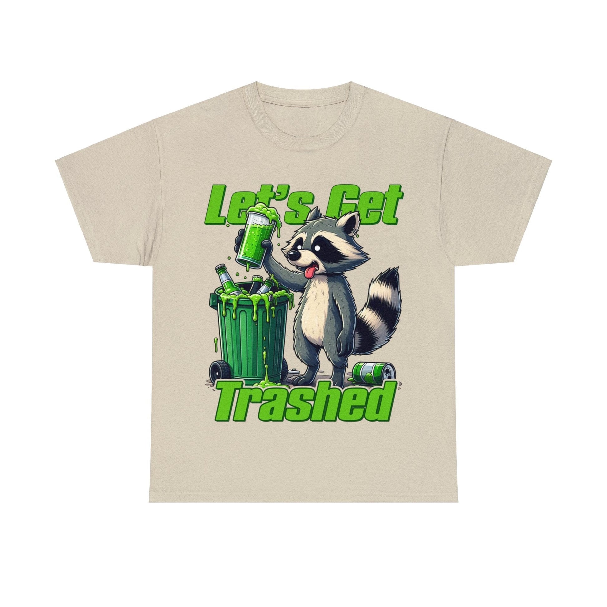 Lets Get Trashed Raccoon Graphic Tee Graphic Tees Australia Sand / S Graphic T-Shirt Australia -  Cool Graphic T-Shirts Online -  Lets Get Trashed Raccoon T-Shirt | Funny T-Shirts Australia