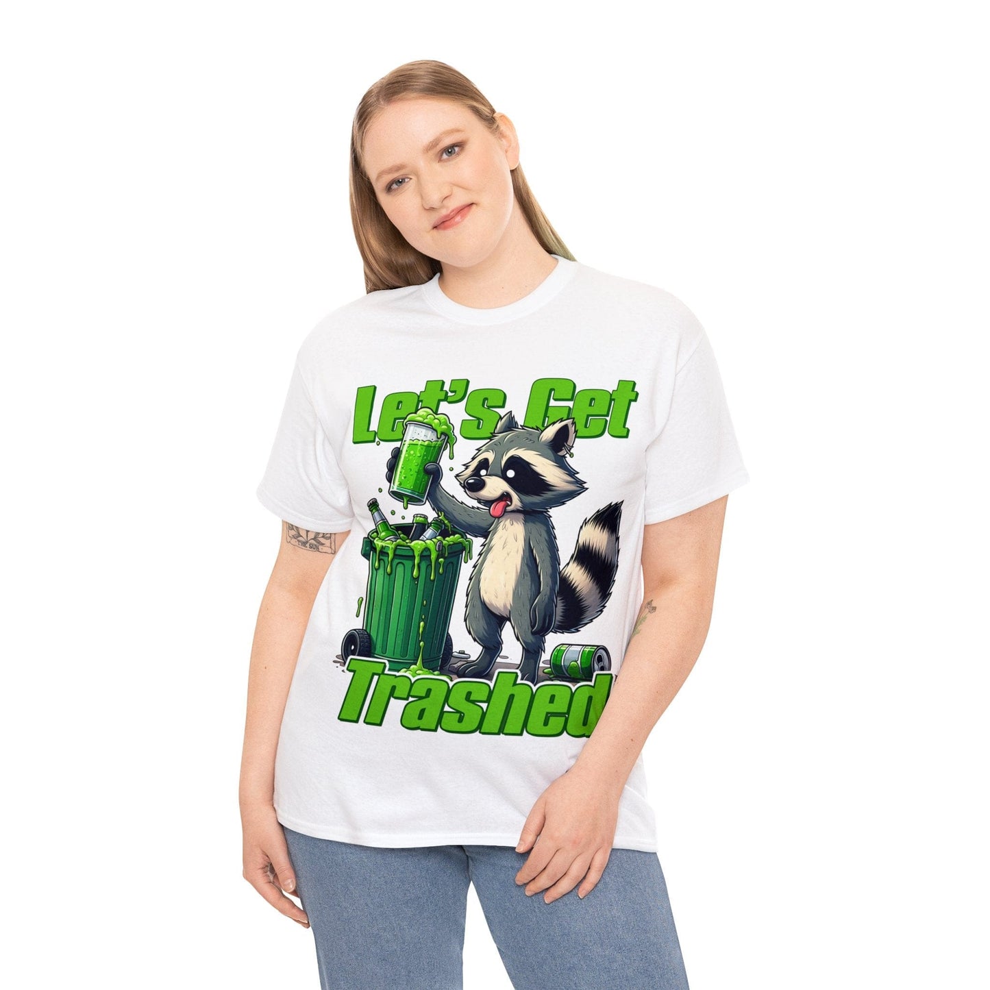 Lets Get Trashed Raccoon Graphic Tee Graphic Tees Australia Graphic T-Shirt Australia -  Cool Graphic T-Shirts Online -  Lets Get Trashed Raccoon T-Shirt | Funny T-Shirts Australia