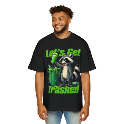 Lets Get Trashed Raccoon Oversized Tee Graphic Tees Australia Black / S Graphic T-Shirt Australia -  Cool Graphic T-Shirts Online -  Lets Get Trashed Raccoon Oversized Tee | Funny T-Shirts