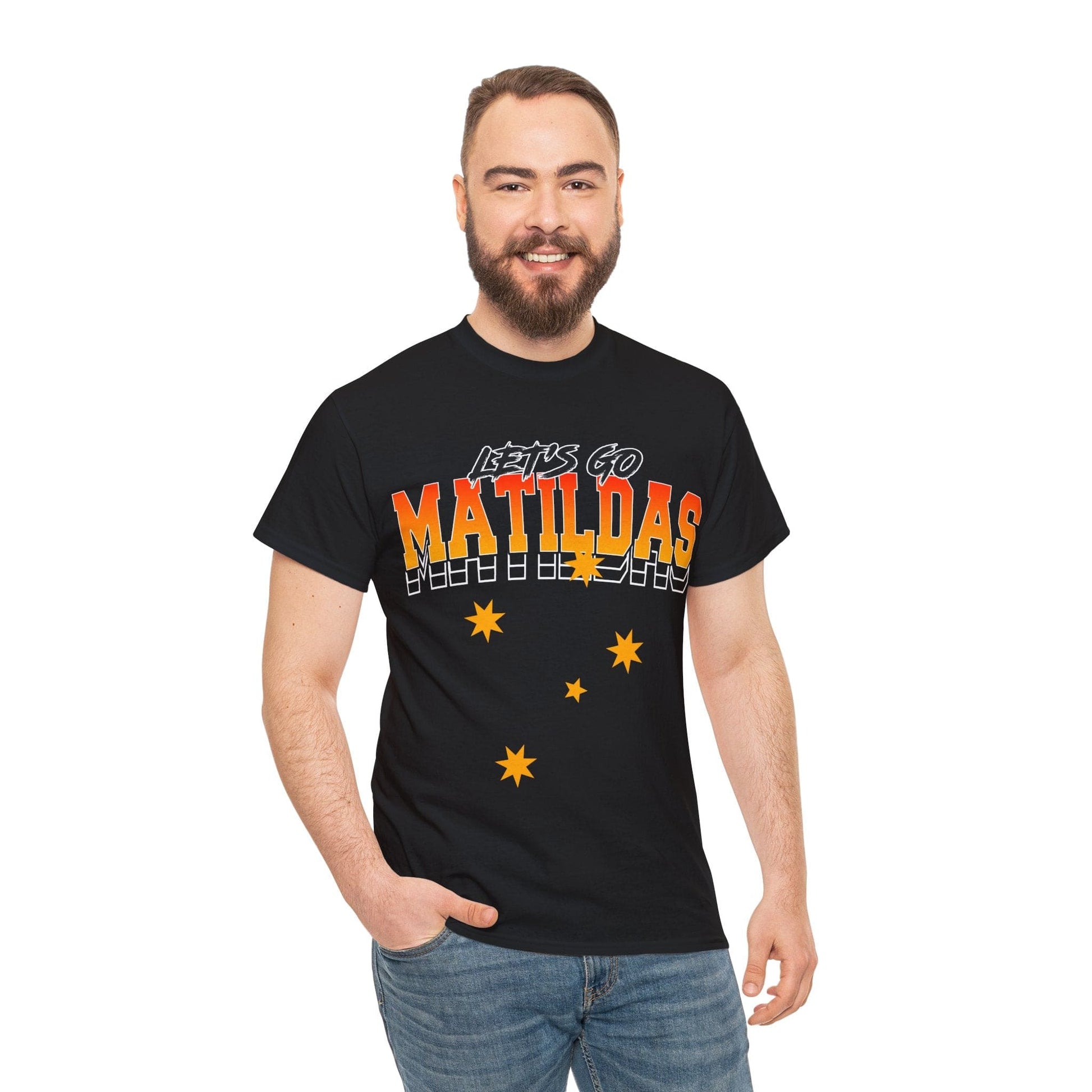 Lets Go Matildas Graphic Tees Graphic Tees Australia Black / S Graphic T-Shirt Australia -  Cool Graphic T-Shirts Online -  Lets Go Matildas T-Shirt | Matildas Graphic Tees Australia