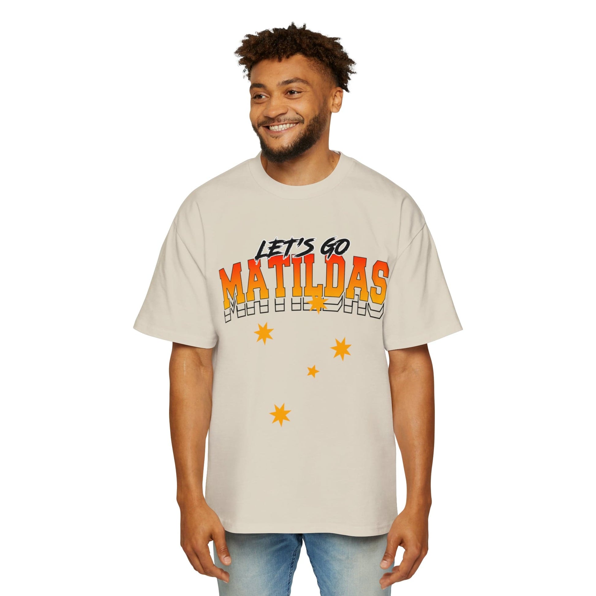 Lets Go Matildas Oversized Tee Graphic Tees Australia Ecru / S Graphic T-Shirt Australia -  Cool Graphic T-Shirts Online -  Lets Go Matildas Oversized Tee | Matildas Graphic Tees Australia