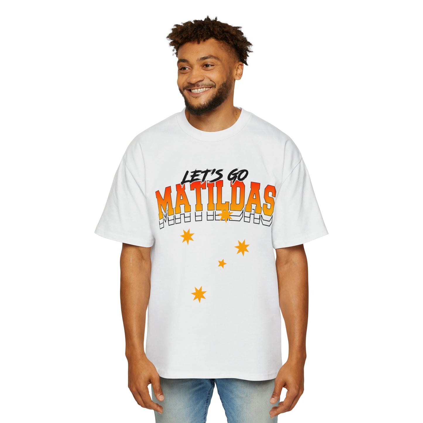 Lets Go Matildas Oversized Tee Graphic Tees Australia White / S Graphic T-Shirt Australia -  Cool Graphic T-Shirts Online -  Lets Go Matildas Oversized Tee | Matildas Graphic Tees Australia