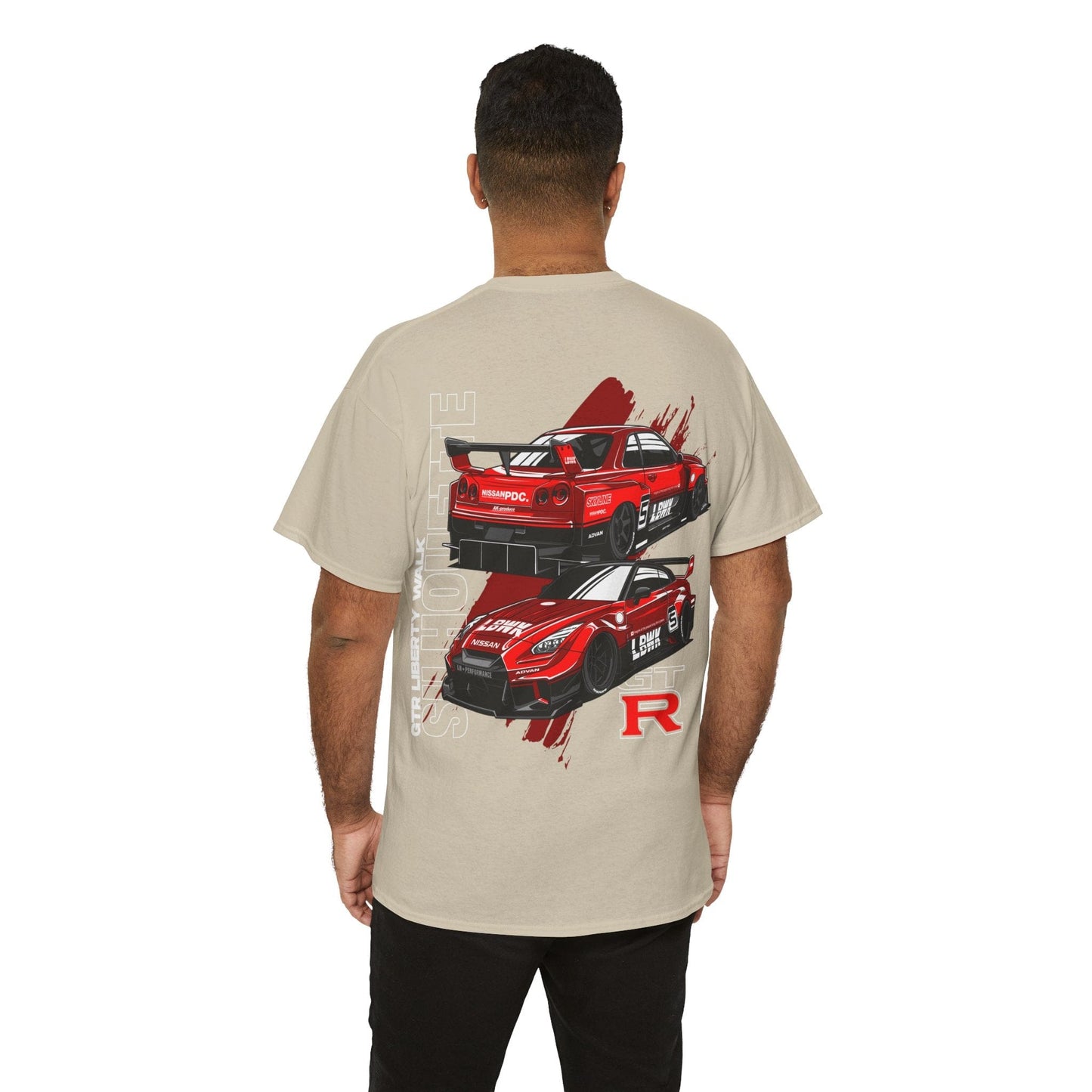 Liberty Walk GTR Silhouette Graphic Tee Graphic Tees Australia Sand / S Graphic T-Shirt Australia -  Cool Graphic T-Shirts Online -  Liberty Walk GTR Silhouette T-Shirt | Performance Racewear Australia