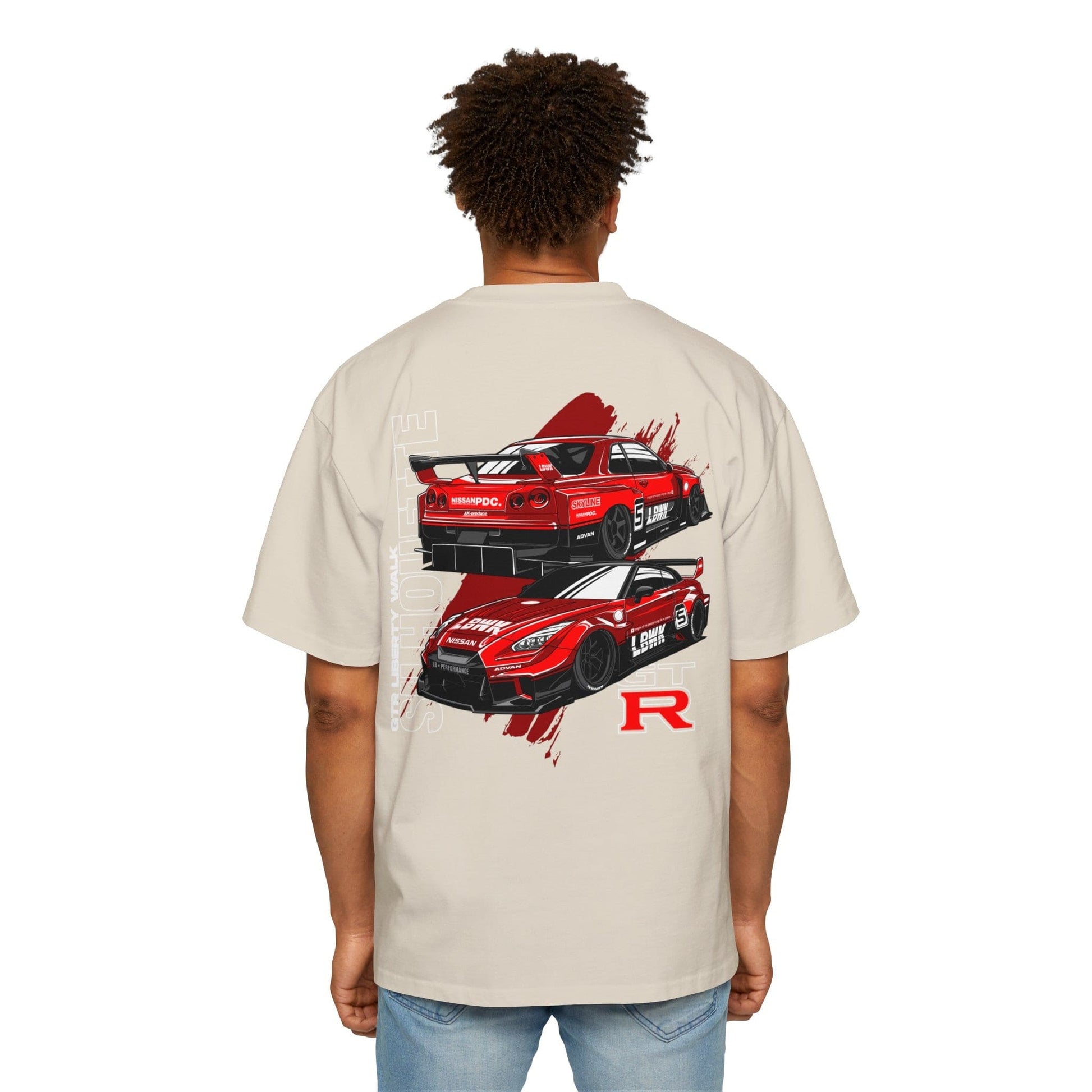 Liberty Walk GTR Silhouette Oversized Tee Graphic Tees Australia Ecru / S Graphic T-Shirt Australia -  Cool Graphic T-Shirts Online -  Liberty Walk GTR Oversized Tee | Performance Racewear Australia