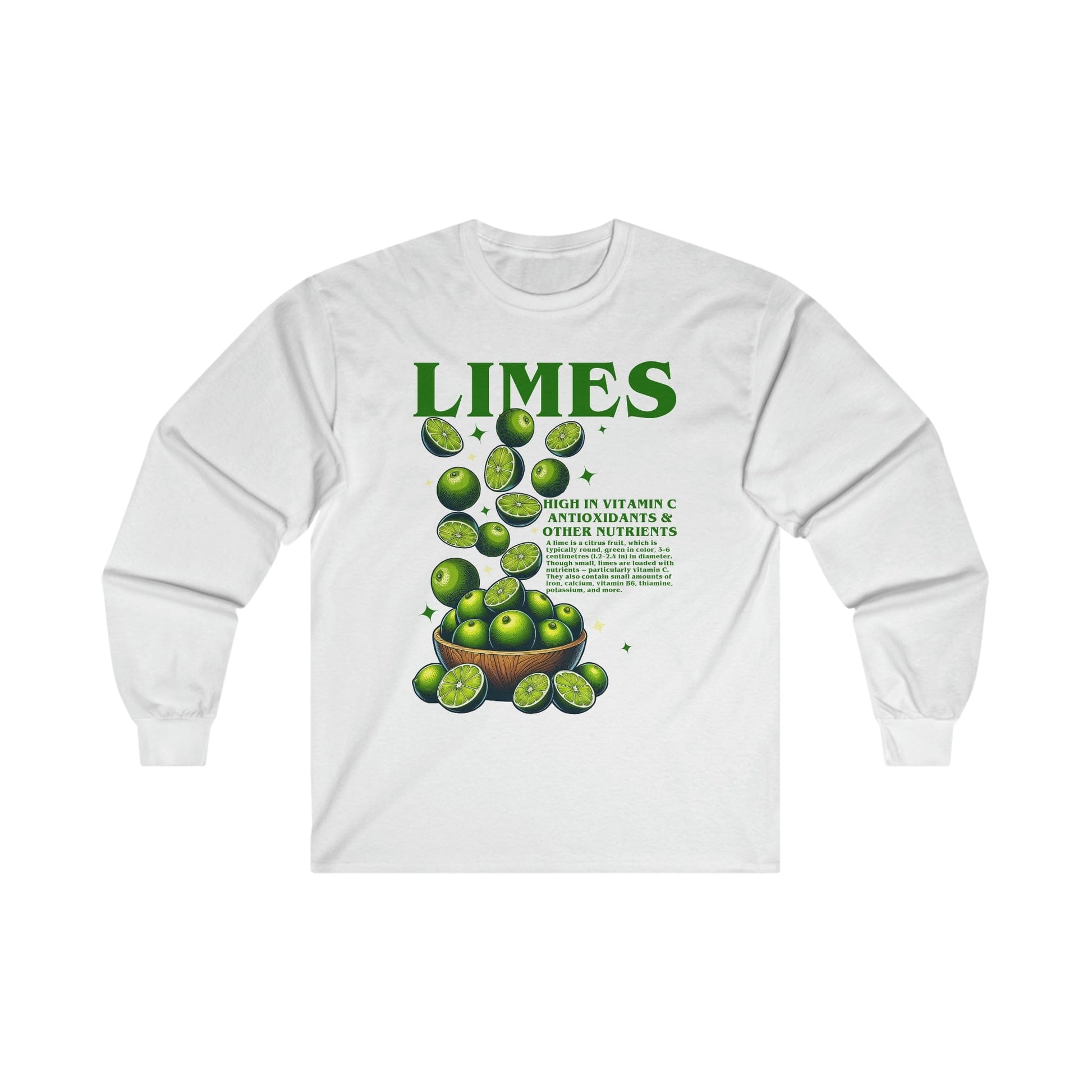 Limes Long Sleeve Graphic Tees Australia S / White Graphic T-Shirt Australia -  Cool Graphic T-Shirts Online -  Limes Long Sleeve T-Shirt | Vintage Long Sleeve T-Shirts Au