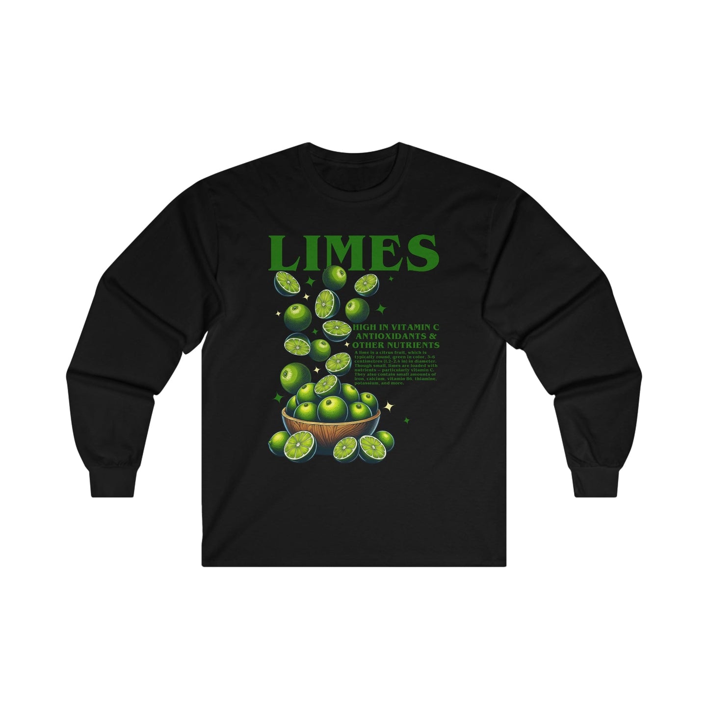 Limes Long Sleeve Graphic Tees Australia S / Black Graphic T-Shirt Australia -  Cool Graphic T-Shirts Online -  Limes Long Sleeve T-Shirt | Vintage Long Sleeve T-Shirts Au