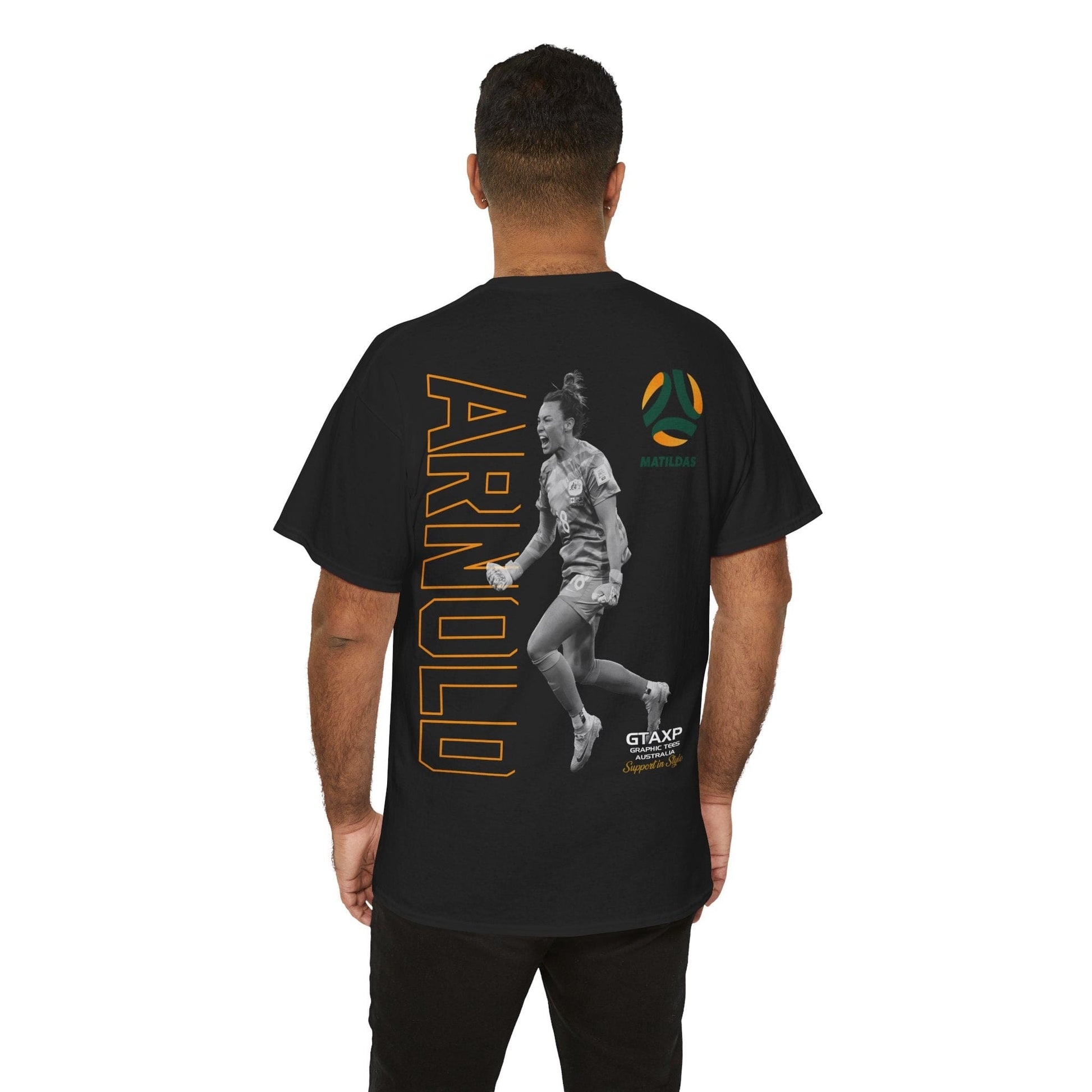 Mackenzie Arnold Matildas Duo Graphic Tee Graphic Tees Australia Black / S Graphic T-Shirt Australia -  Cool Graphic T-Shirts Online -  Mackenzie Arnold Matildas Duo T-Shirt | Matildas Merchandise