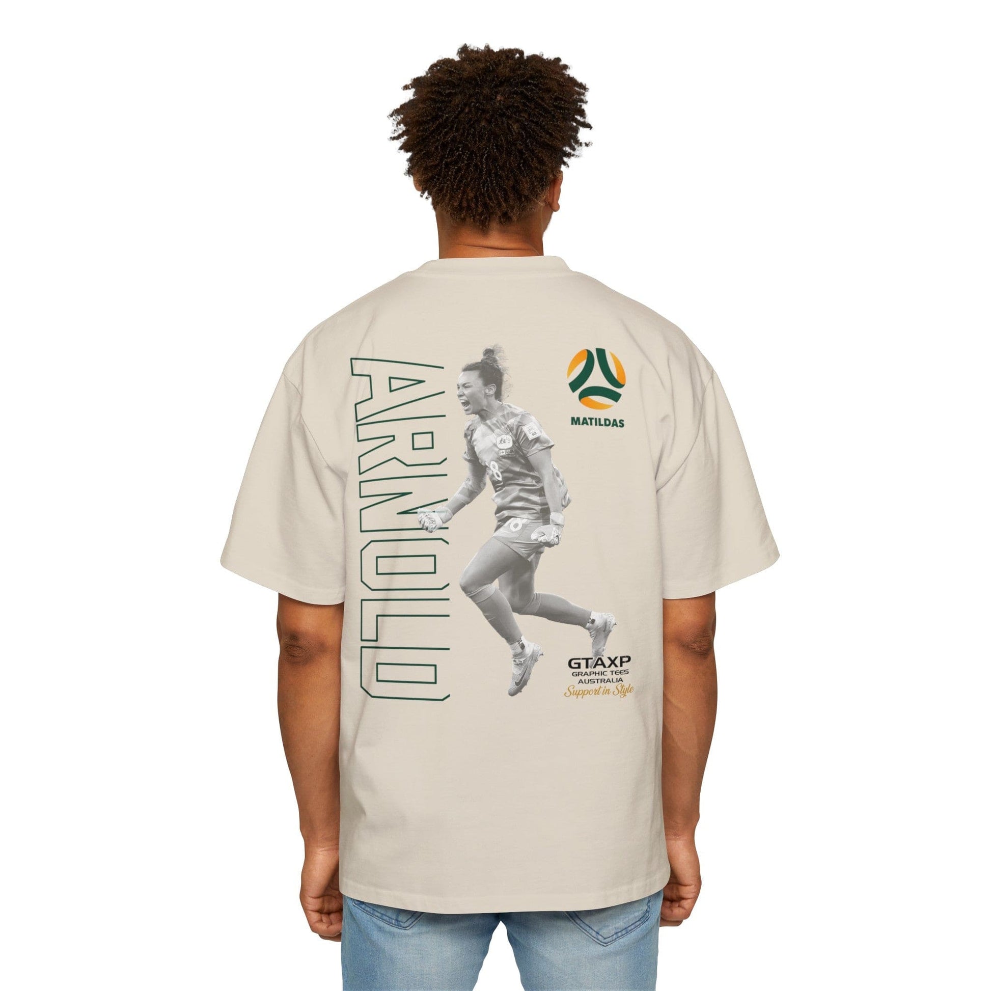 Mackenzie Arnold Matildas Duo Oversized Tee Graphic Tees Australia Ecru / S Graphic T-Shirt Australia -  Cool Graphic T-Shirts Online - 