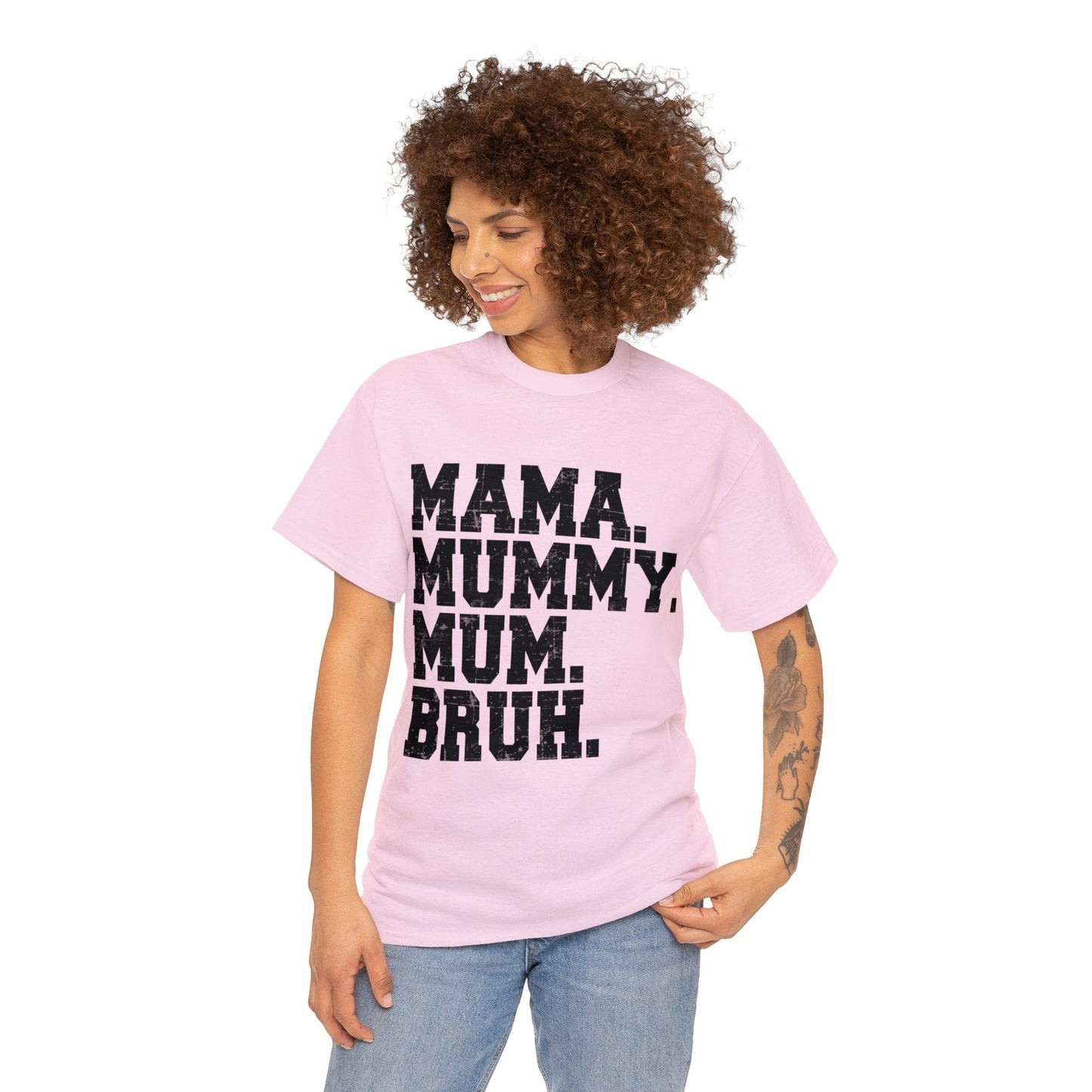 Mama Mummy Mum Bruh Graphic Tee Graphic Tees Australia Light Pink / S Graphic T-Shirt Australia -  Cool Graphic T-Shirts Online -  Mama Mummy Mum Bruh T-Shirt | Womens Graphic Tees Australia