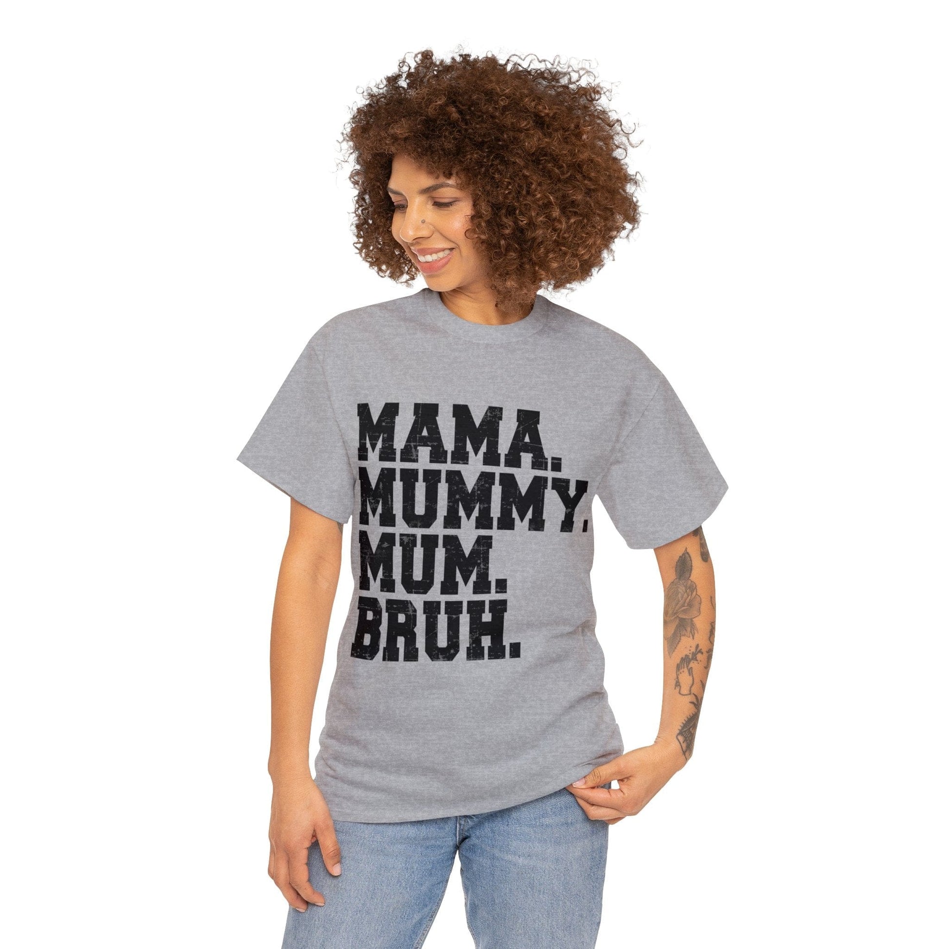 Mama Mummy Mum Bruh Graphic Tee Graphic Tees Australia Sport Grey / S Graphic T-Shirt Australia -  Cool Graphic T-Shirts Online -  Mama Mummy Mum Bruh T-Shirt | Womens Graphic Tees Australia