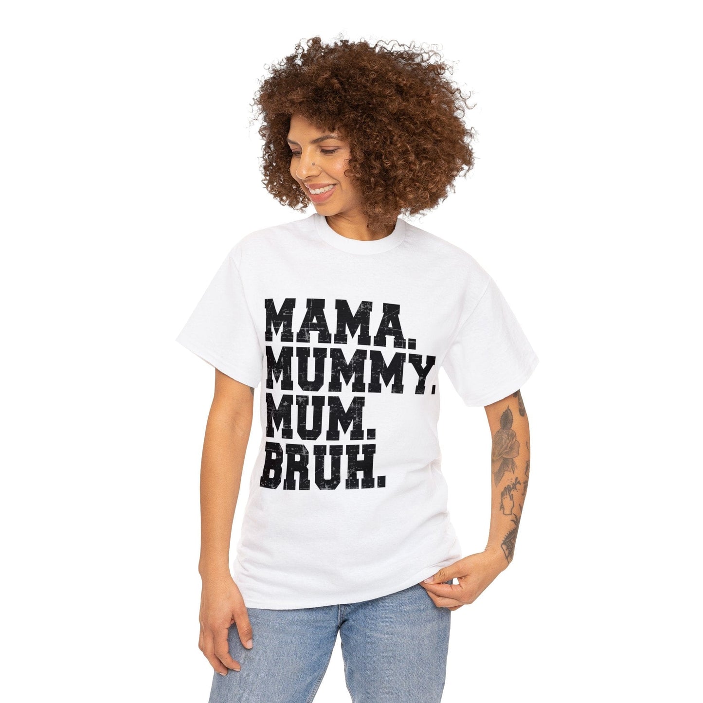 Mama Mummy Mum Bruh Graphic Tee Graphic Tees Australia White / S Graphic T-Shirt Australia -  Cool Graphic T-Shirts Online -  Mama Mummy Mum Bruh T-Shirt | Womens Graphic Tees Australia