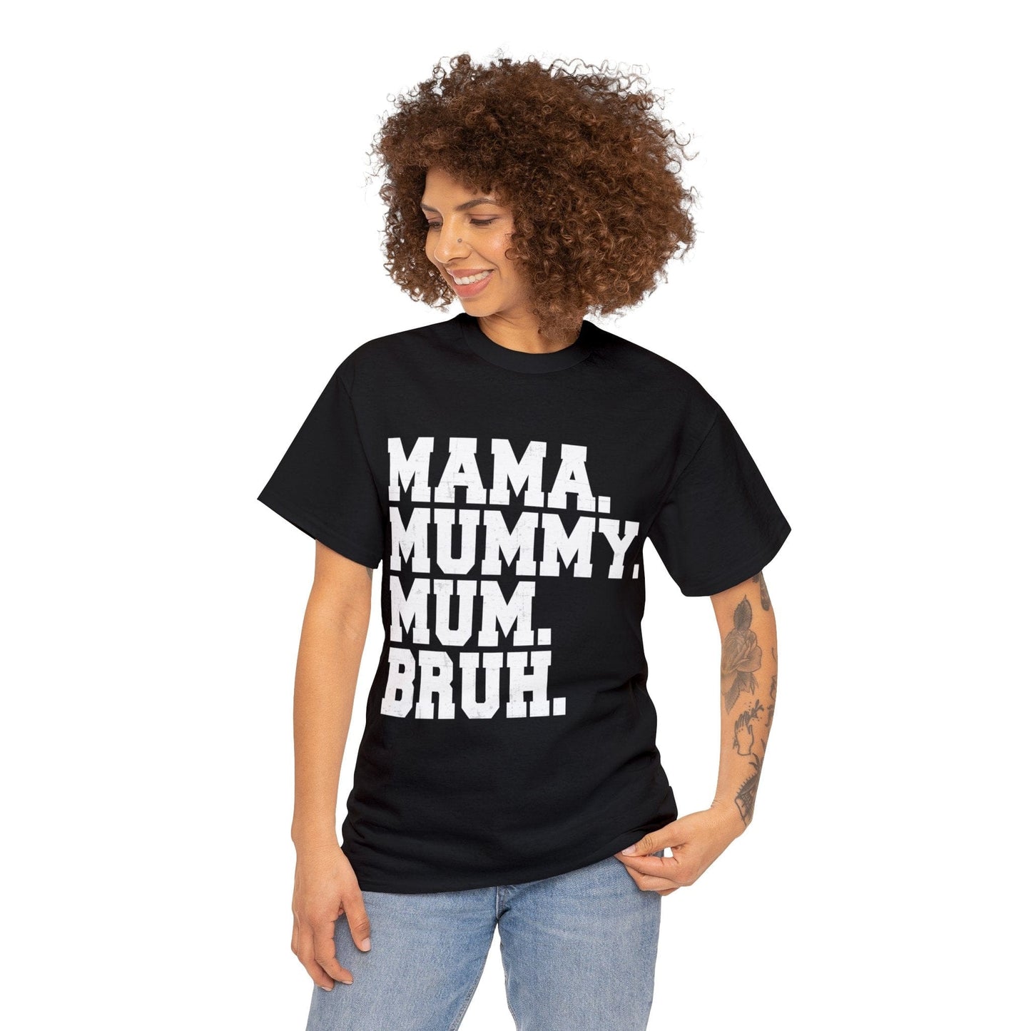 Mama Mummy Mum Bruh Graphic Tee Graphic Tees Australia Black / S Graphic T-Shirt Australia -  Cool Graphic T-Shirts Online -  Mama Mummy Mum Bruh T-Shirt | Womens Graphic Tees Australia