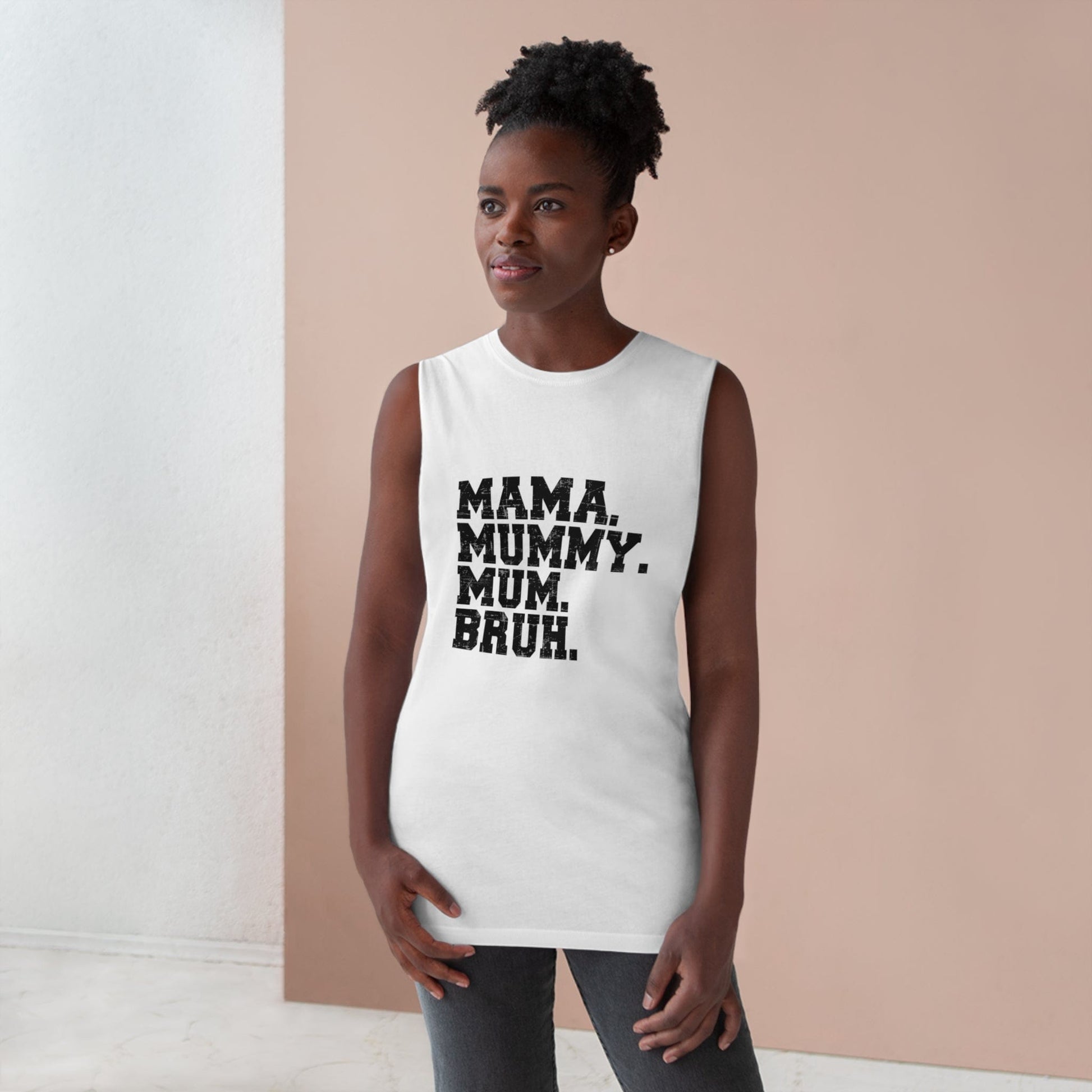 Mama Mummy Mum Bruh Tank Top Graphic Tees Australia White / XS Graphic T-Shirt Australia -  Cool Graphic T-Shirts Online - 