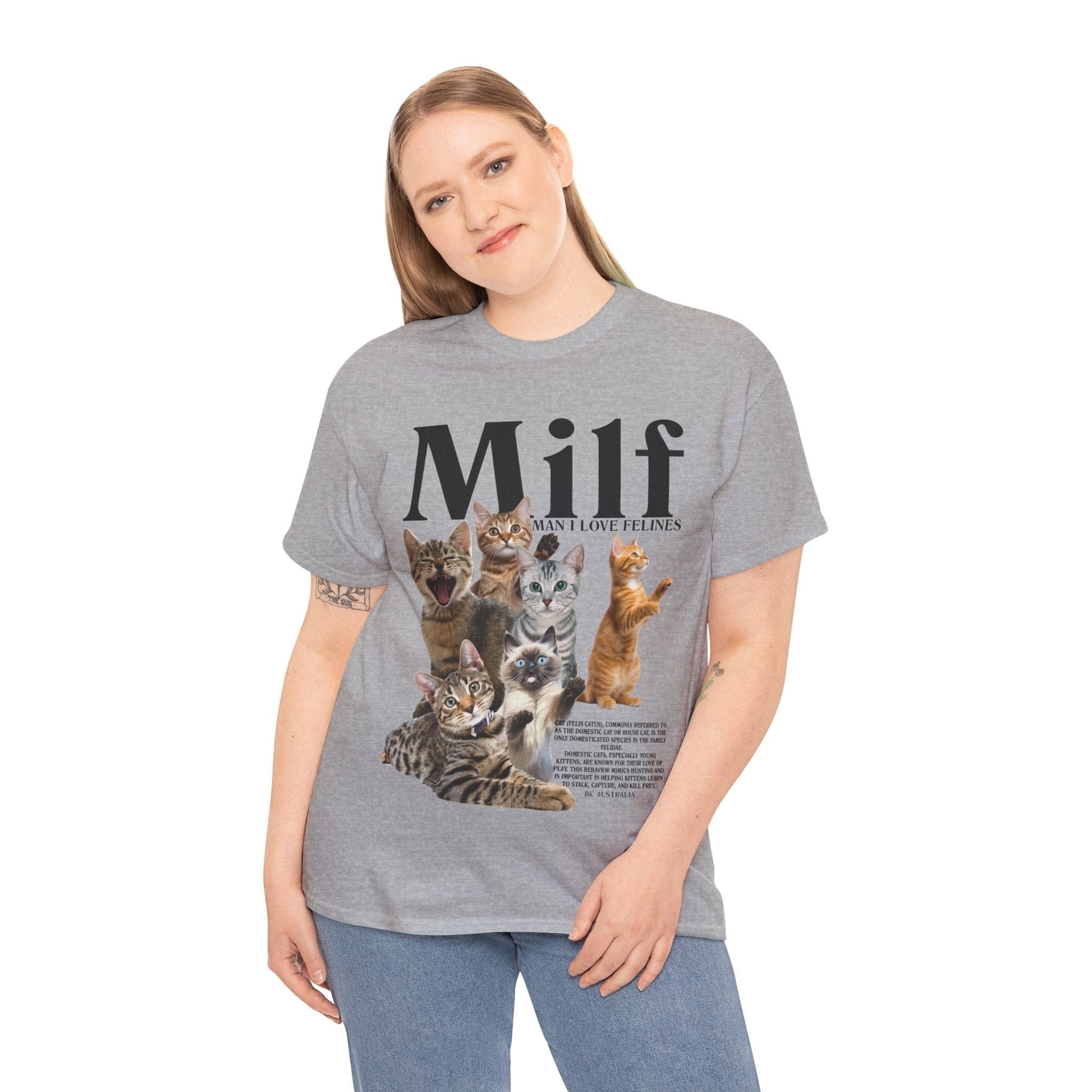 Man I Love Felines Graphic Tee Graphic Tees Australia Sport Grey / S Graphic T-Shirt Australia -  Cool Graphic T-Shirts Online - 