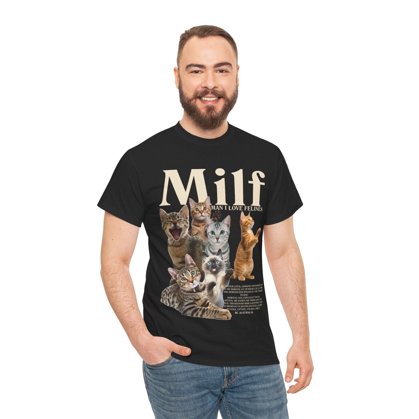 Man I Love Felines Graphic Tee Graphic Tees Australia Graphic T-Shirt Australia -  Cool Graphic T-Shirts Online - 