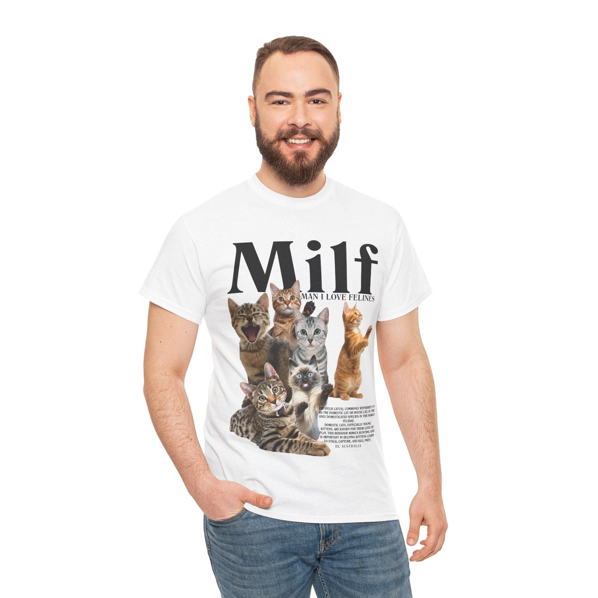 Man I Love Felines Graphic Tee Graphic Tees Australia Graphic T-Shirt Australia -  Cool Graphic T-Shirts Online - 