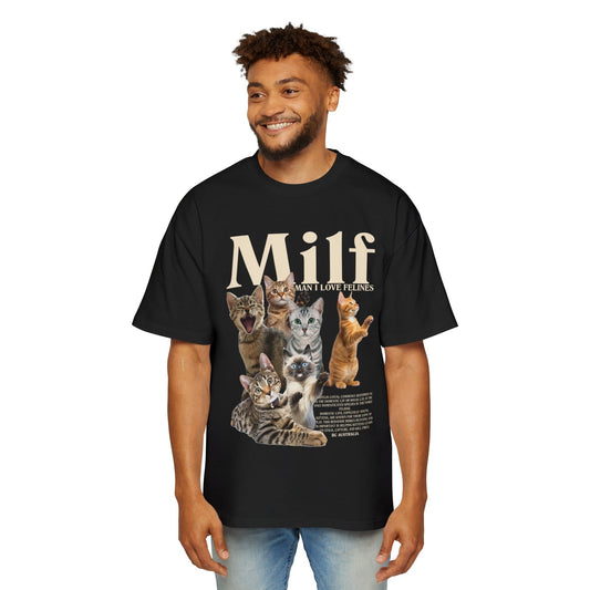 Man I Love Felines Oversized Tee Graphic Tees Australia Black / S Graphic T-Shirt Australia -  Cool Graphic T-Shirts Online -  Man I Love Felines Oversized Tee | 80's Graphic Tee Australia