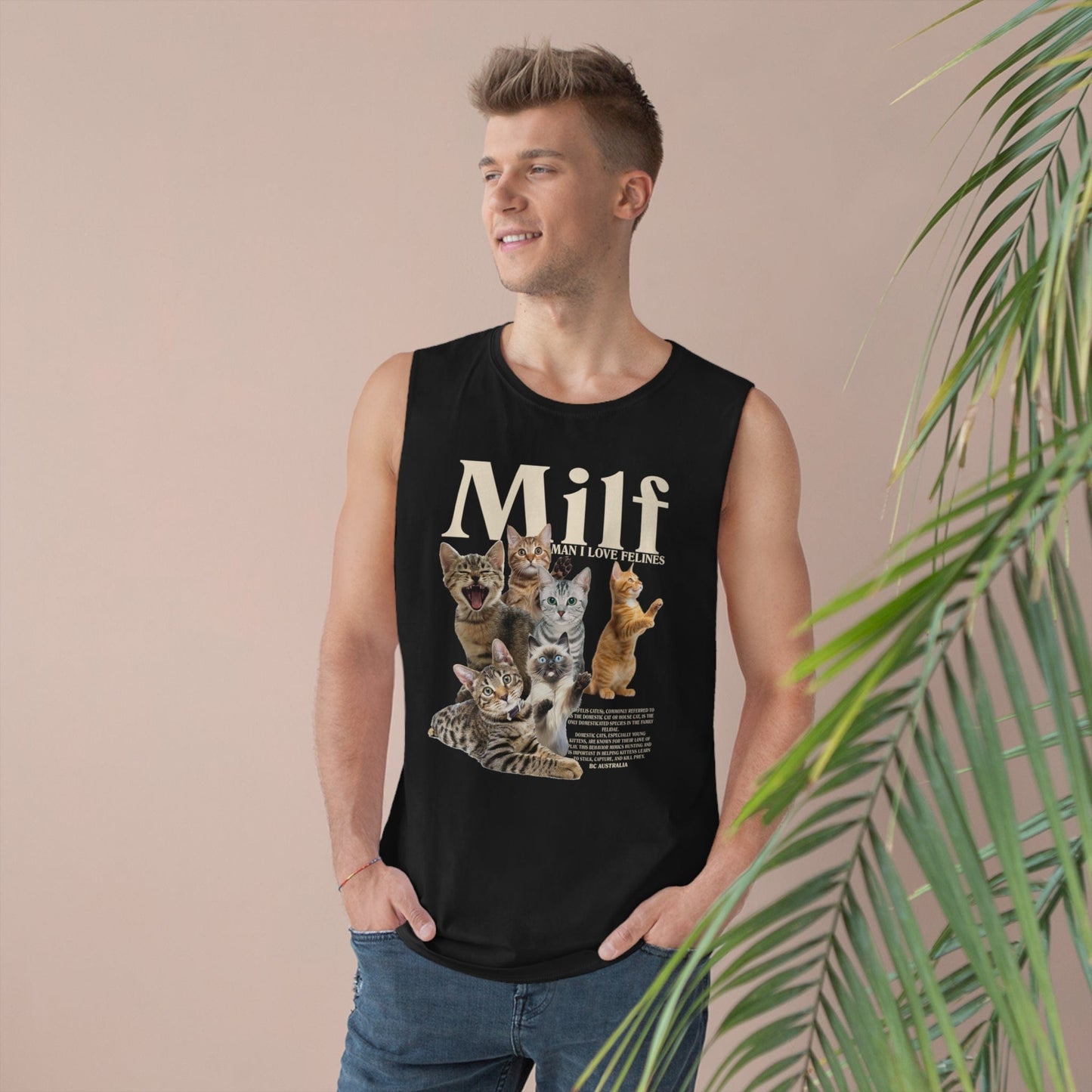 Man I Love Felines Tank Top Graphic Tees Australia Graphic T-Shirt Australia -  Cool Graphic T-Shirts Online - 