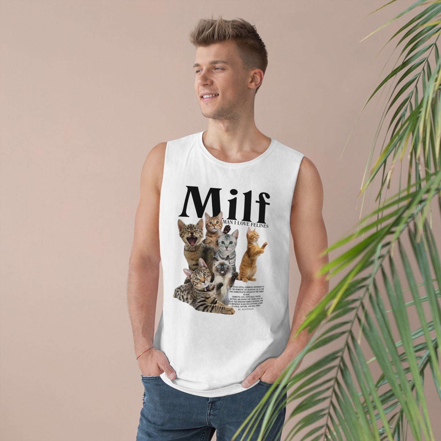 Man I Love Felines Tank Top Graphic Tees Australia Graphic T-Shirt Australia -  Cool Graphic T-Shirts Online - 