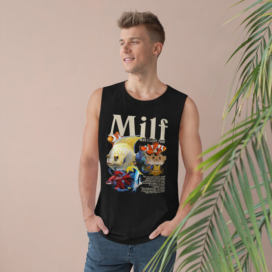 Man I Love Fish Tank Top Graphic Tees Australia Black / XS Graphic T-Shirt Australia -  Cool Graphic T-Shirts Online -  Man I Love Fish Tank Top | Funny Aussie Tank Tops