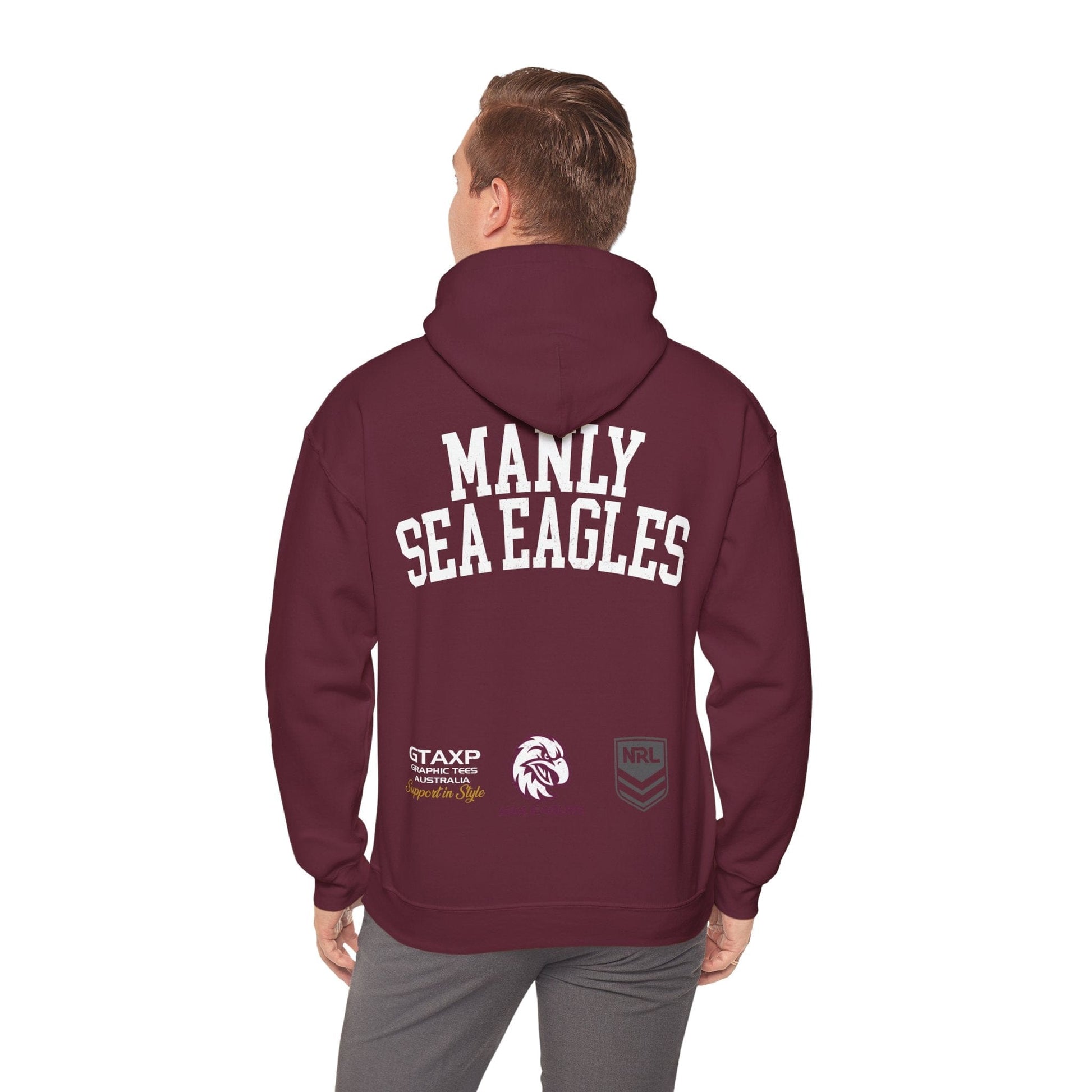 Manly Sea Eagles NRL Hoodie Printify Maroon / S Graphic T-Shirt Australia -  Cool Graphic T-Shirts Online - 