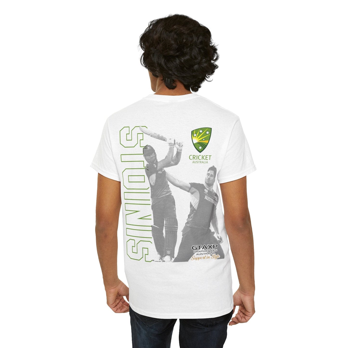 Marcus Stoinis T20 World Cup Graphic Tee Graphic Tees Australia White / S Graphic T-Shirt Australia -  Cool Graphic T-Shirts Online -  Marcus Stoinis T20 World Cup T-Shirt | Cricket Tees Australia