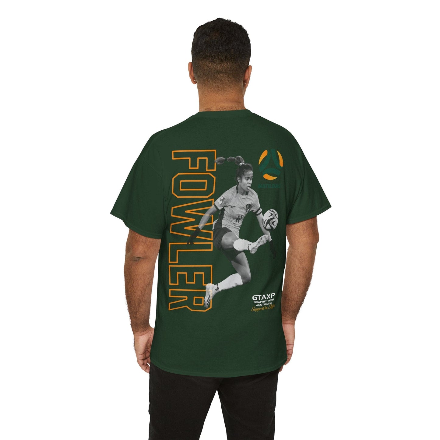 Mary Fowler Matildas Duo Graphic Tee Graphic Tees Australia Forest Green / S Graphic T-Shirt Australia -  Cool Graphic T-Shirts Online -  Mary Fowler Matildas Duo T-Shirt | Australian Matildas Merchandise