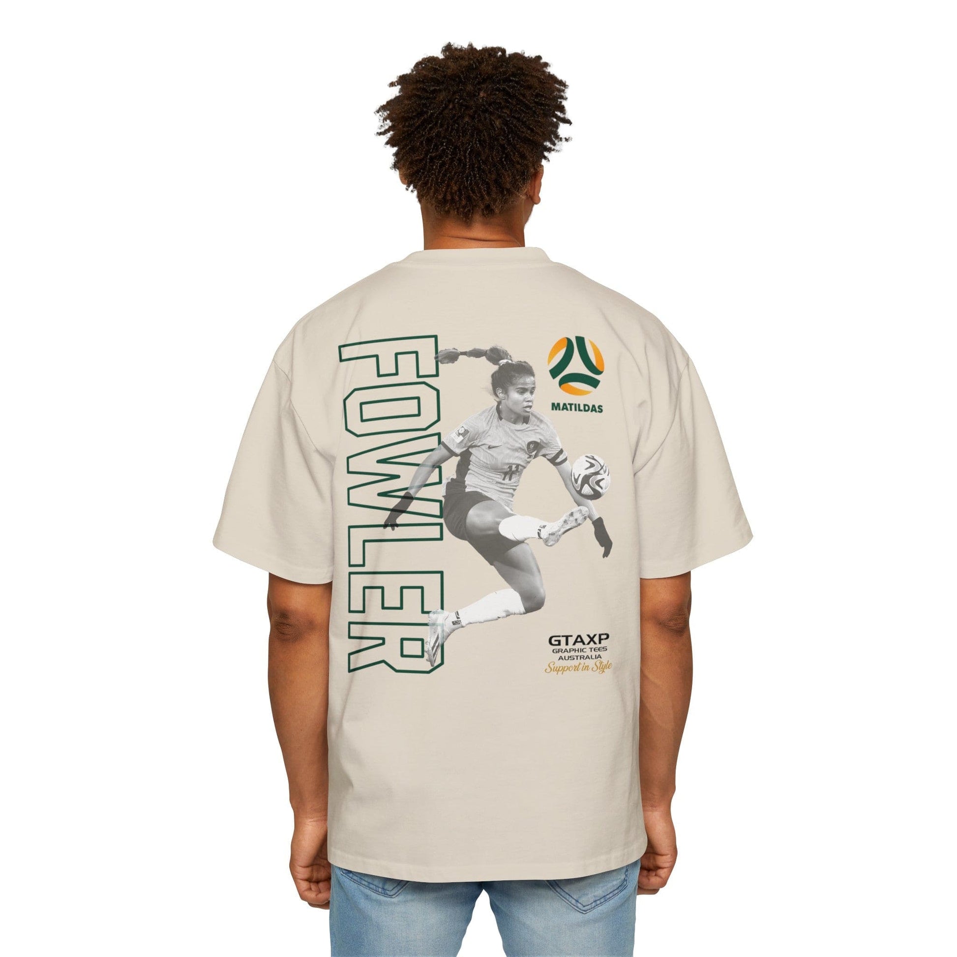 Mary Fowler Matildas Duo Oversized Tee Graphic Tees Australia Ecru / S Graphic T-Shirt Australia -  Cool Graphic T-Shirts Online -  Mary Fowler Matildas Duo Oversized Tee | Matildas Merchandise