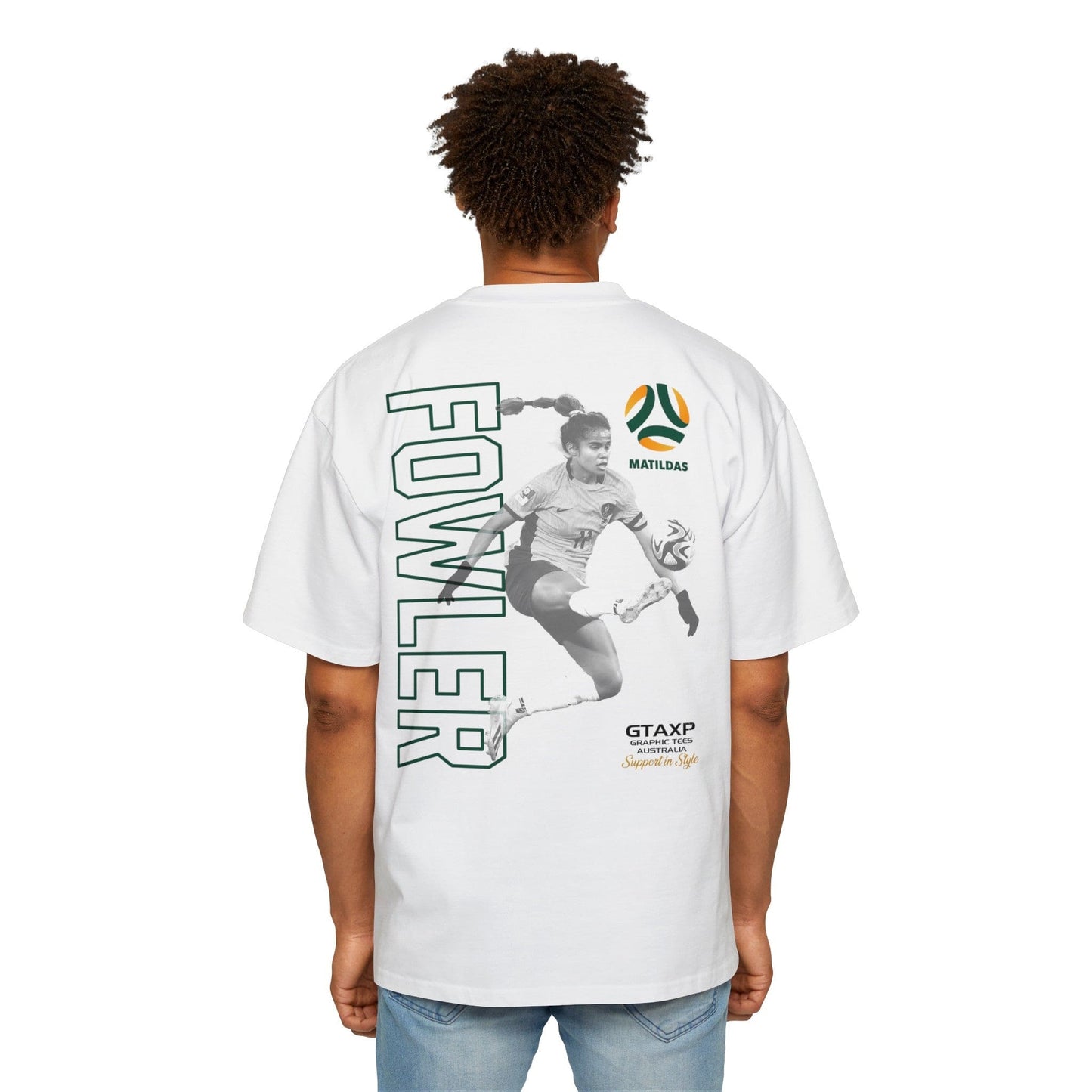 Mary Fowler Matildas Duo Oversized Tee Graphic Tees Australia White / S Graphic T-Shirt Australia -  Cool Graphic T-Shirts Online -  Mary Fowler Matildas Duo Oversized Tee | Matildas Merchandise