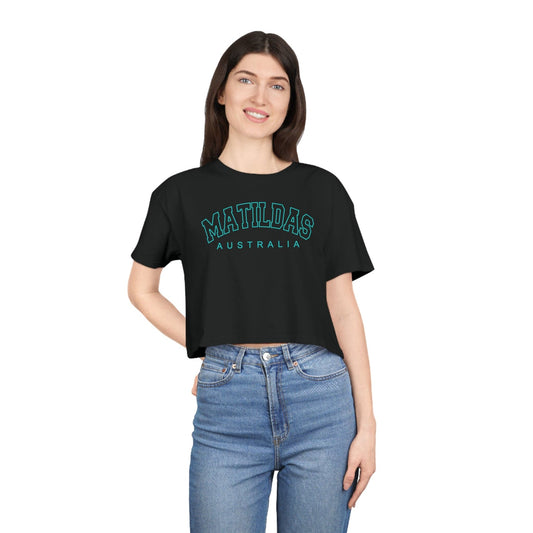 Matildas Arch Crop Tee Graphic Tees Australia Black / XS Graphic T-Shirt Australia -  Cool Graphic T-Shirts Online -  Matildas Arch Crop Tee | Womens Graphic T-Shirts Australia