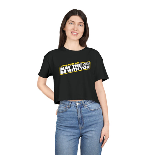 May The 4th Be With You Crop Tee Graphic Tees Australia Black / XS Graphic T-Shirt Australia -  Cool Graphic T-Shirts Online -  May The 4th Be With You Crop Tee | Star Wars Day T-Shirt