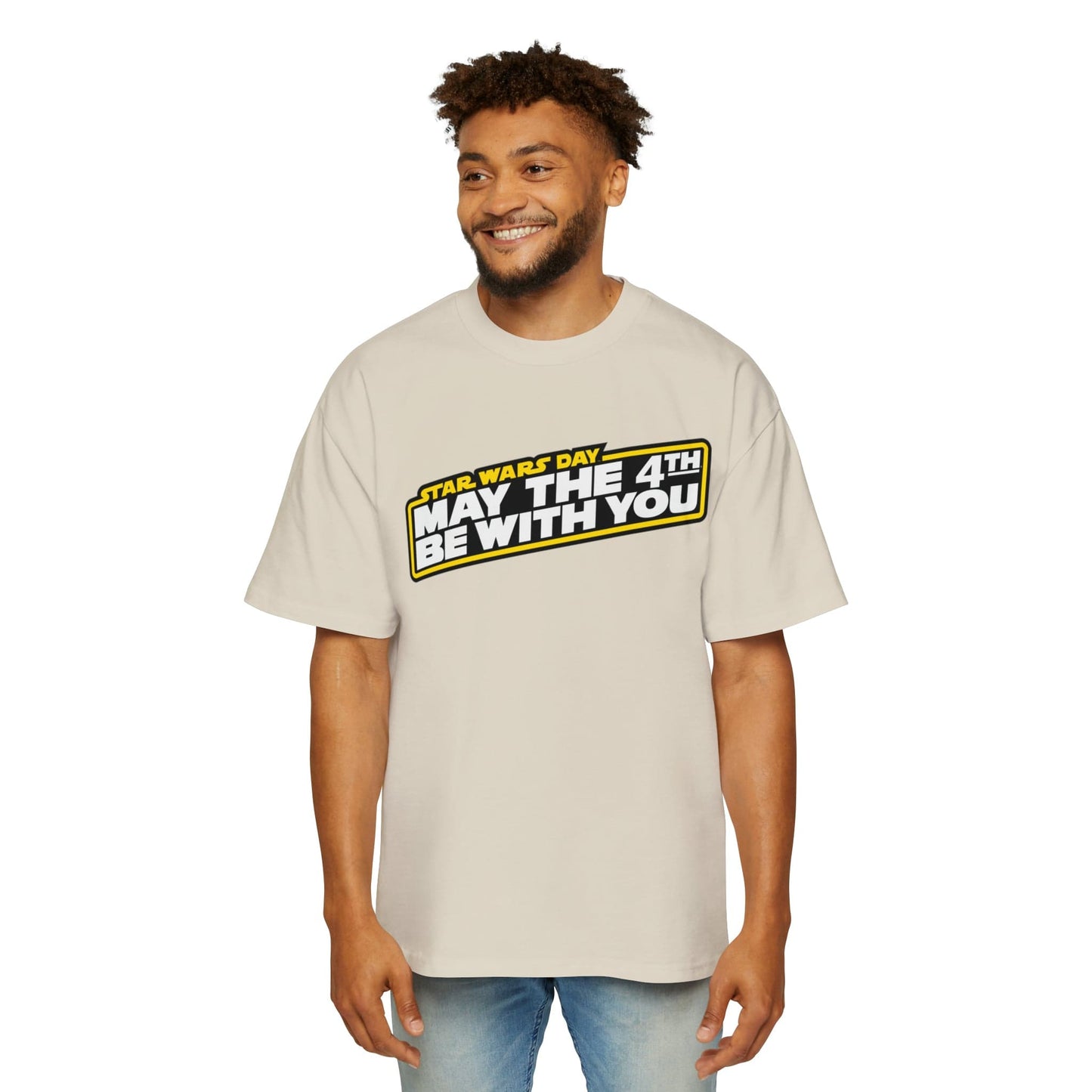 May The 4th Be With You Oversized Tee Graphic Tees Australia Ecru / S Graphic T-Shirt Australia -  Cool Graphic T-Shirts Online -  May The 4th Be With You Oversized Tee | Star Wars Day T-Shirts Au