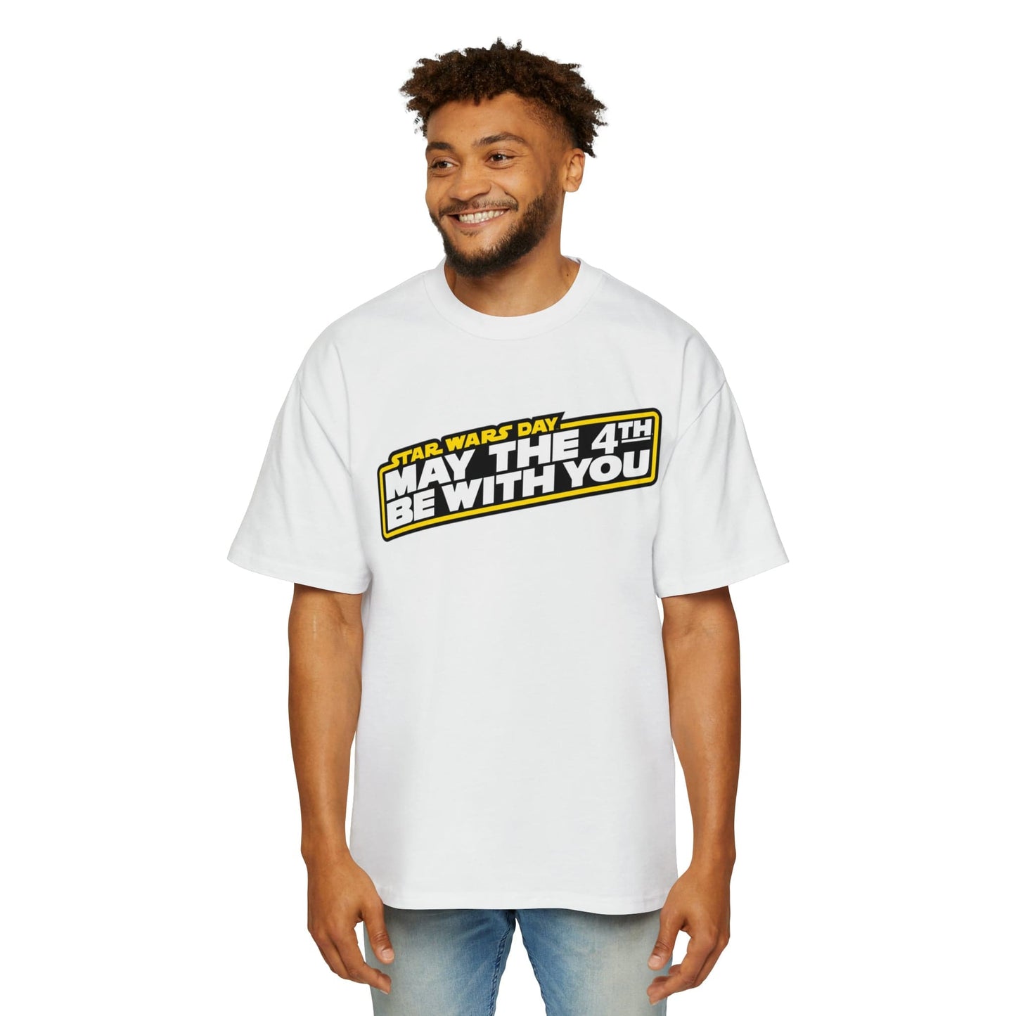 May The 4th Be With You Oversized Tee Graphic Tees Australia White / S Graphic T-Shirt Australia -  Cool Graphic T-Shirts Online -  May The 4th Be With You Oversized Tee | Star Wars Day T-Shirts Au