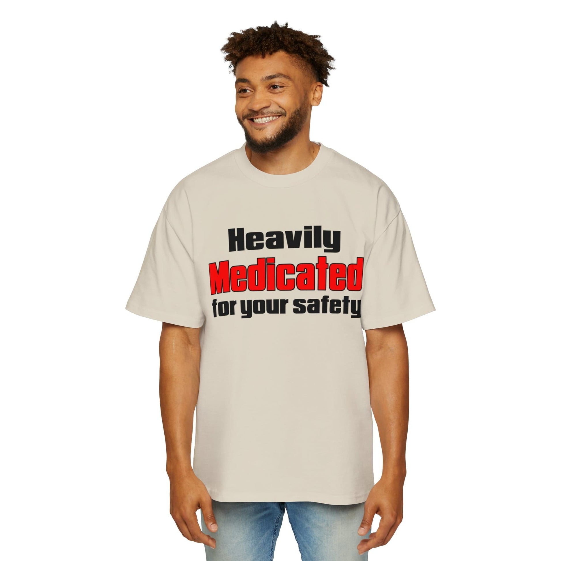 Medicated For Your Safety Oversized Tee Graphic Tees Australia Ecru / S Graphic T-Shirt Australia -  Cool Graphic T-Shirts Online - 