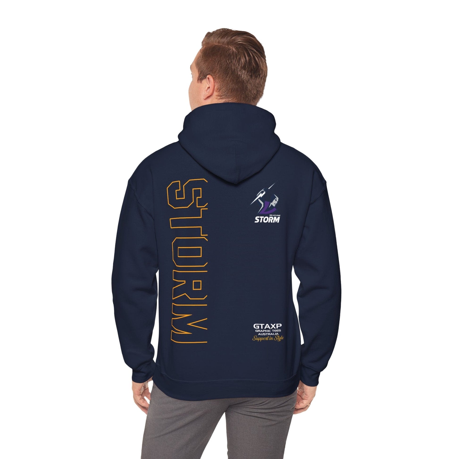 Melbourne Storm Duo Hoodie Printify Navy / S Graphic T-Shirt Australia -  Cool Graphic T-Shirts Online - 